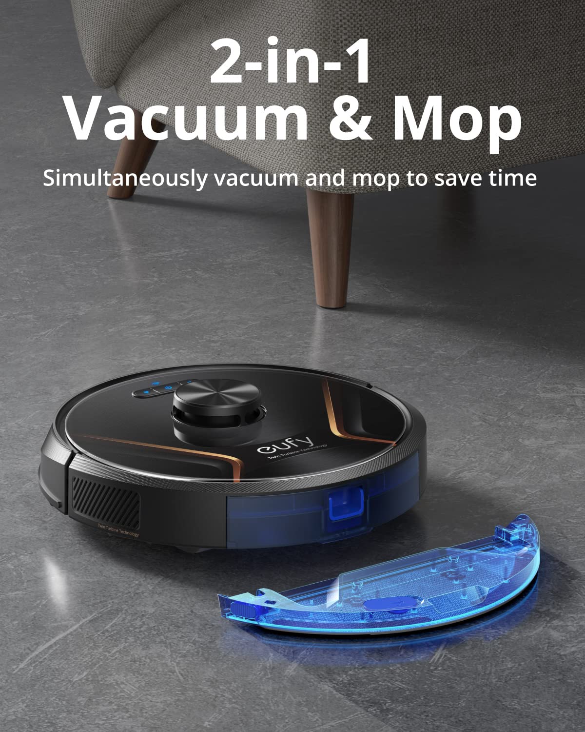 eufy X8 Hybrid, Robot Vacuum and Mop Cleaner with iPath Laser Navigation, Twin-Turbine Technology generates 2000Pa x2 Suction, AI. Map 2.0 Technology, Wi-Fi, Perfect for Pet Owner