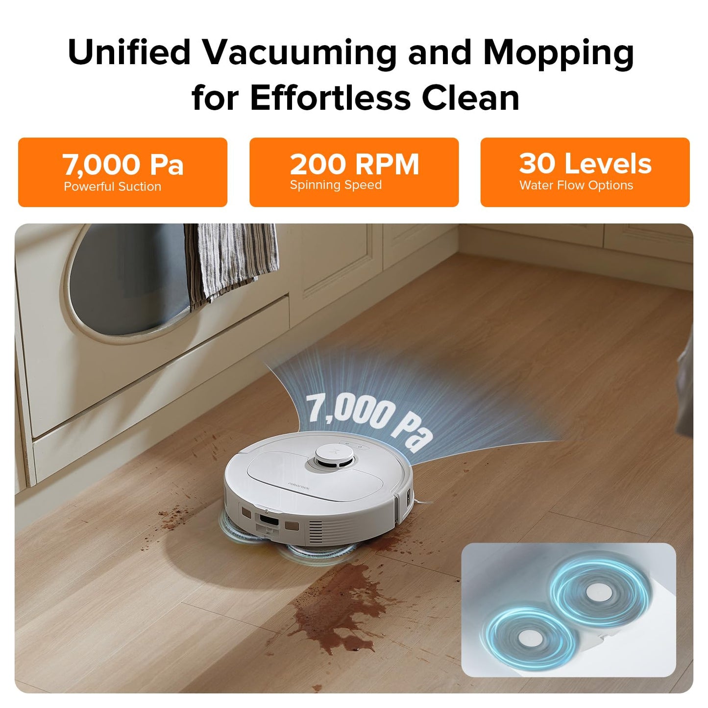 roborock Qrevo Plus Robot Vacuum and Mop with FlexiArm Design Edge Mopping, Self-Emptying, 10 mm Liftable Mops, Auto Mop Washing & Drying, Reactive Tech Obstacle Avoidance, 7,000 Pa Suction, Black