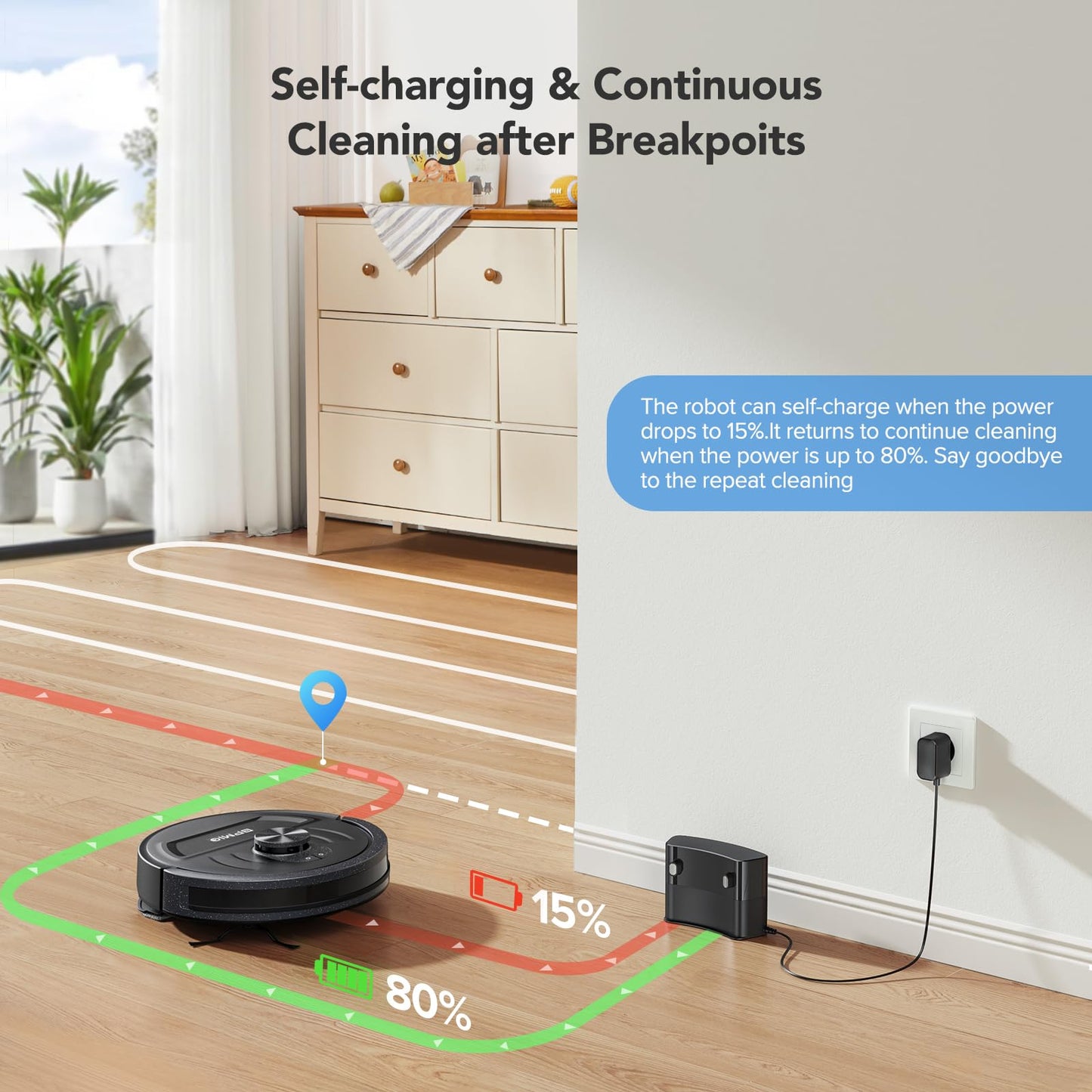 BPMIO Robot Vacuum and Mop Combo, 5500Pa Suction Power, LiDAR Smart Navigation, 120-Min Runtime, App & Alexa Control, Customizable Cleaning, Perfect for Pet Hair, Carpets, and Hard Floors