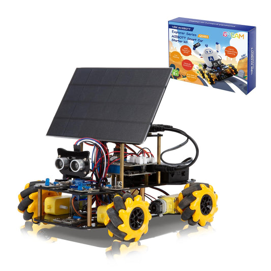 Smart Robot Solar Energy Car Kit, 4WD Remote Control Car Compatible with Arduino IDE, Electronic Programming Project/STEM Education/Science Coding Kit for 12+ Teens Birthday Unique Gifts Default Title