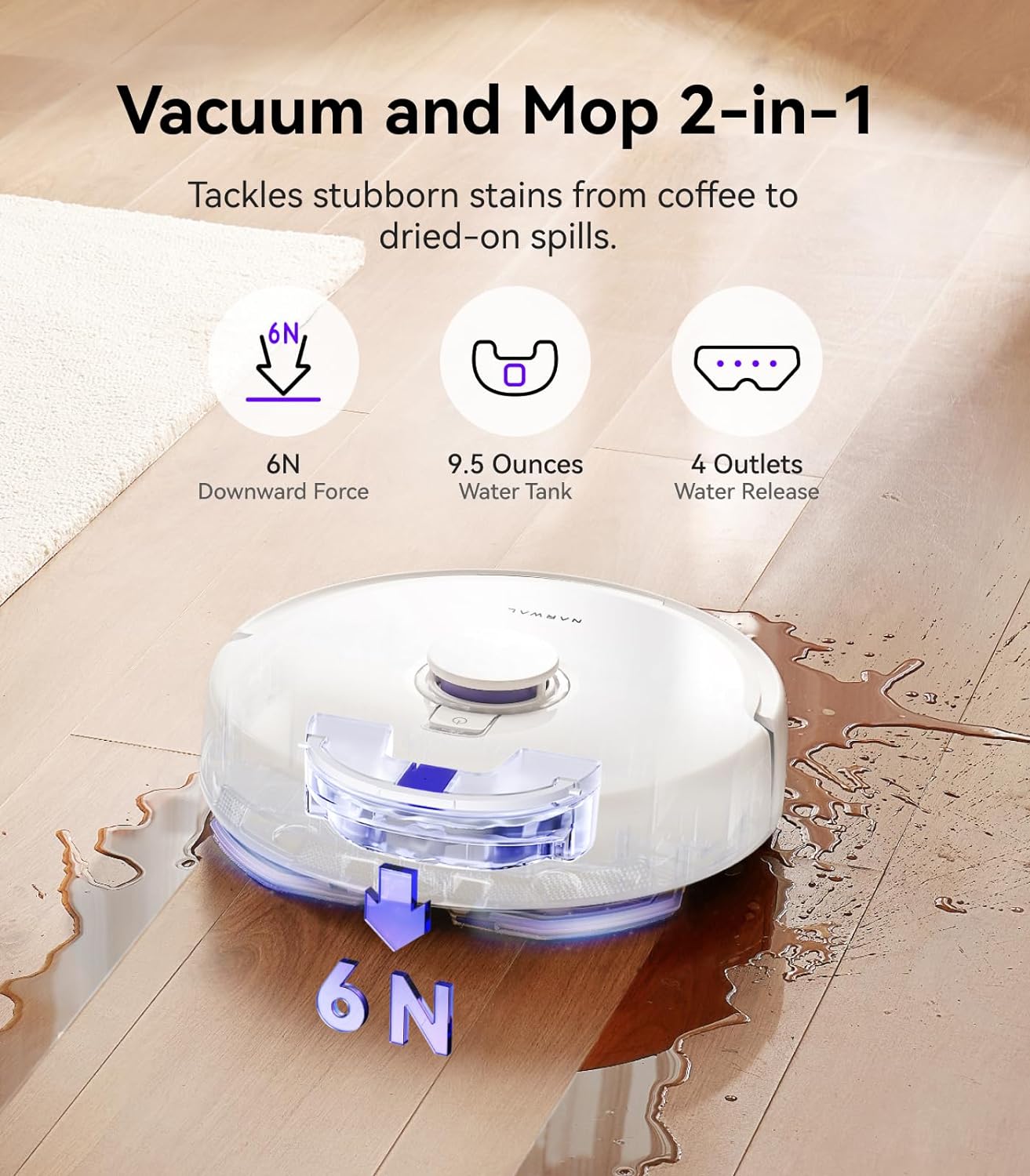 NARWAL Freo X Plus Robot Vacuum and Mop with 2 Washable Mop Pads (Bundle), Zero Tangles, 7-Week Dust Storage, 7800Pa Suction, Tri-Laser Obstacle Avoidance, LiDAR Navigation, Multi-Floor Mapping