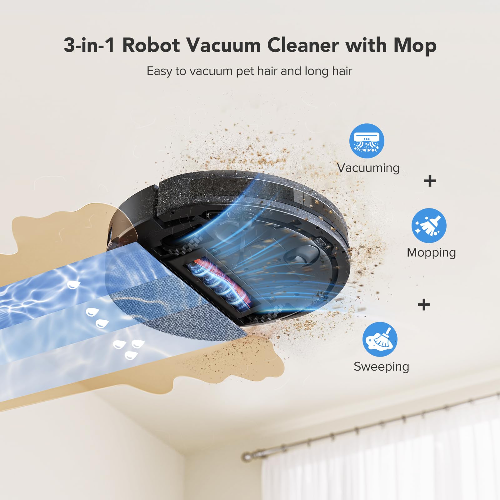 BPMIO Robot Vacuum and Mop Combo, 5500Pa Suction Power, LiDAR Smart Navigation, 120-Min Runtime, App & Alexa Control, Customizable Cleaning, Perfect for Pet Hair, Carpets, and Hard Floors