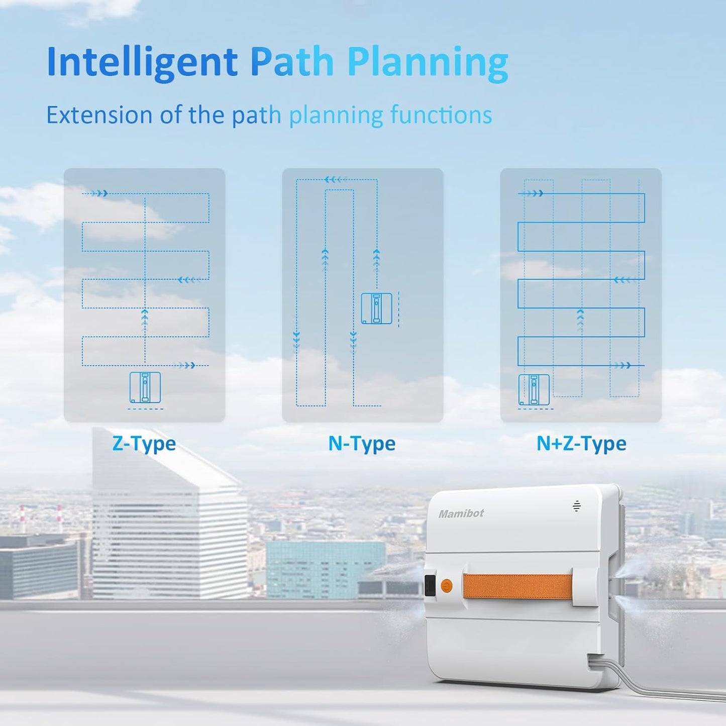 Mamibot W120-DP Window Cleaning Robot, Smart Cleaning with Four Water Spray Cleaning Technology, Multiple Cleaning Modes, 3200Pa Suction Power, Edge Detection Technology,App & Remote Control