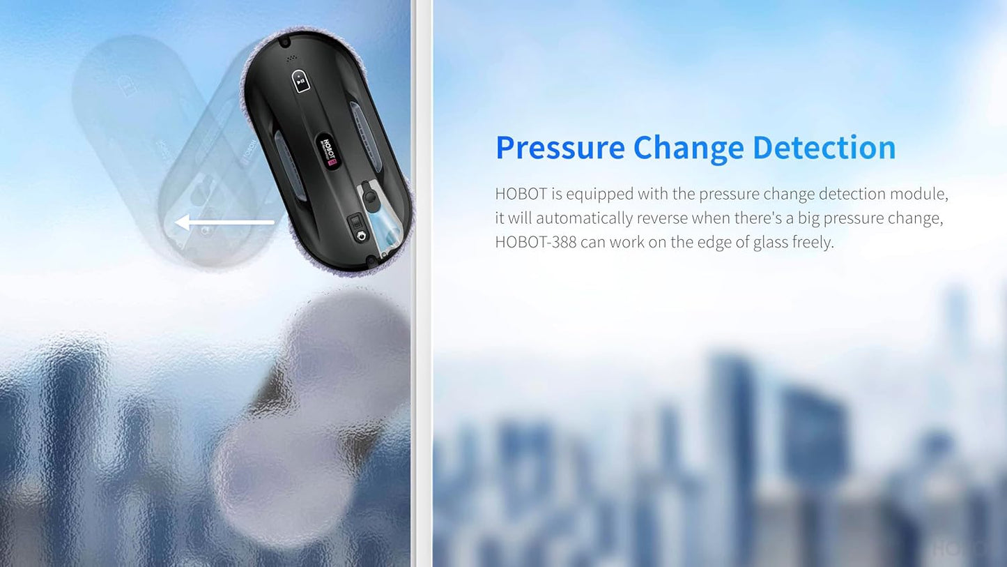 HOBOT-388 Window Glass Cleaning Automatic Smart Robot Cleaner with Ultrasonic Water Spray and Control via Smartphone or Remote