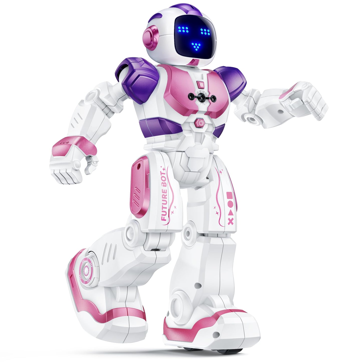 Ruko 6088 Programmable Robot with APP Control, Remote Control, Gesture Sensing Control, Rechargeable Robots Toys for Boys and Girls, Interactive Emoji LED Eyes, QA Games for 3 4 5 6 Years Kids, Blue Updated Edition-Pink