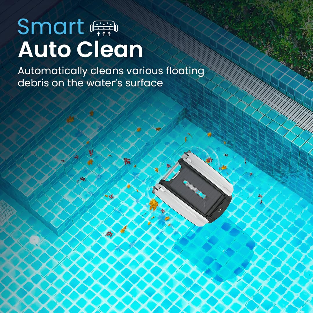 Betta SE Solar Powered Automatic Robotic Pool Surface Skimmer Cleaner with 30-Hour Continuous Cleaning Battery Power and Re-Engineered Twin Salt Chlorine Tolerant Motors (Blue)