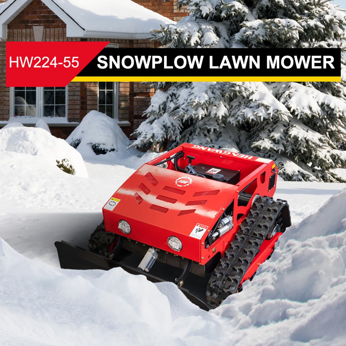 Remote Control Snow Removal and Lawn Mower Electric Start 45°Climbing Crawler Anti-Skid Snow Removal Machine All-Terrain Lawn Mower and Snow Removal Machine (HW-224 Snow)