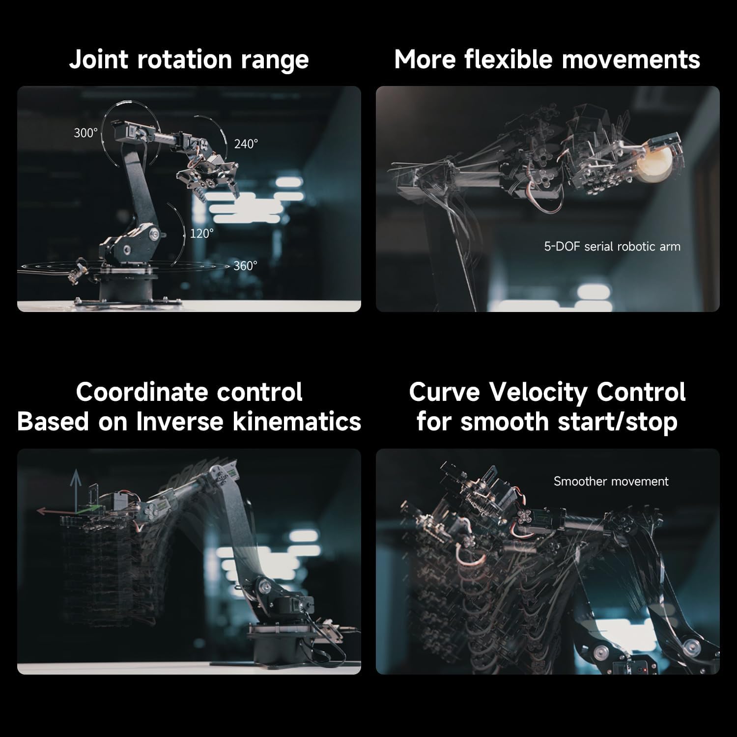 Waveshare Robotic Arm Kit, Desktop Robotic Kit, High-Torque Serial Bus Servo, Based On ESP32, 5-DOF, Supports Wireless Control