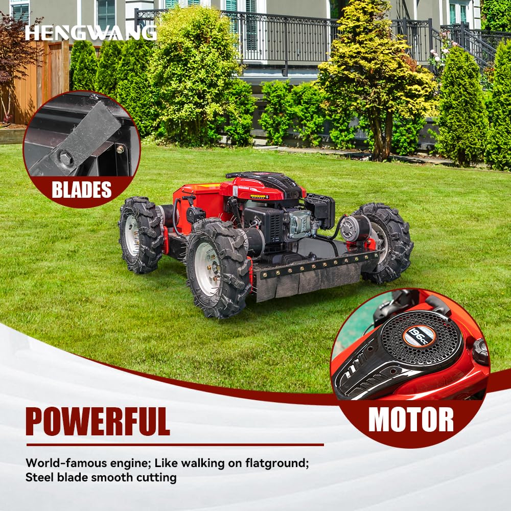 Remote Control Snow Removal and Lawn Mower Electric Start 45°Climbing Crawler Anti-Skid Snow Removal Machine All-Terrain Lawn Mower and Snow Removal Machine (HW-224 Snow)