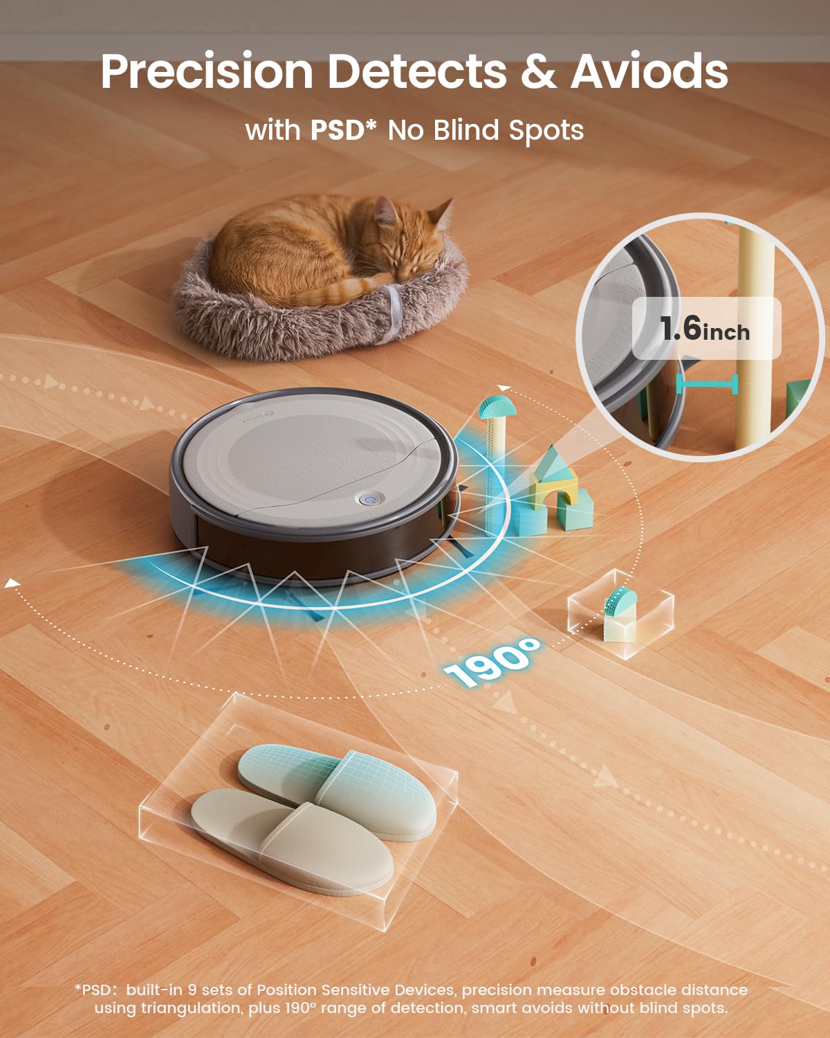 Lefant M310 Robot Vacuum Cleaner,4500Pa Strong Suction, Slim Design, Quiet, PreciSense Obstacle Avoidance, WiFi/App/Voice Control, 160-Min Runtime, Self-Charging, for Pet Hair and Hard Floors, Gray