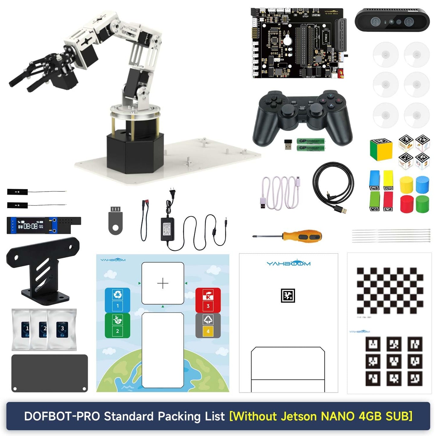 Yahboom 6DOF Program Robotic Arm Kit 3D Adaptive Gripping, 3D Automatic Recognition for Mechanical Engineers Python (Ultimate-Nano 4GB)