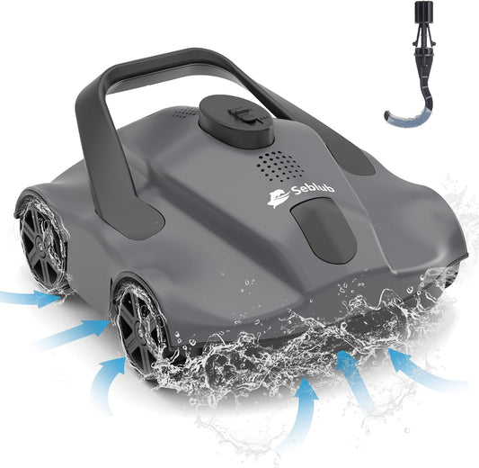 Cordless Pool Vacuum for Inground Pools, 130 Mins Lasting, Dual Powerful Suction Ports,1076 Sq.Ft Coverage Automatic Cleaning & Parking, Seblub Robotic Pool Cleaner for Inground Pools Default Title