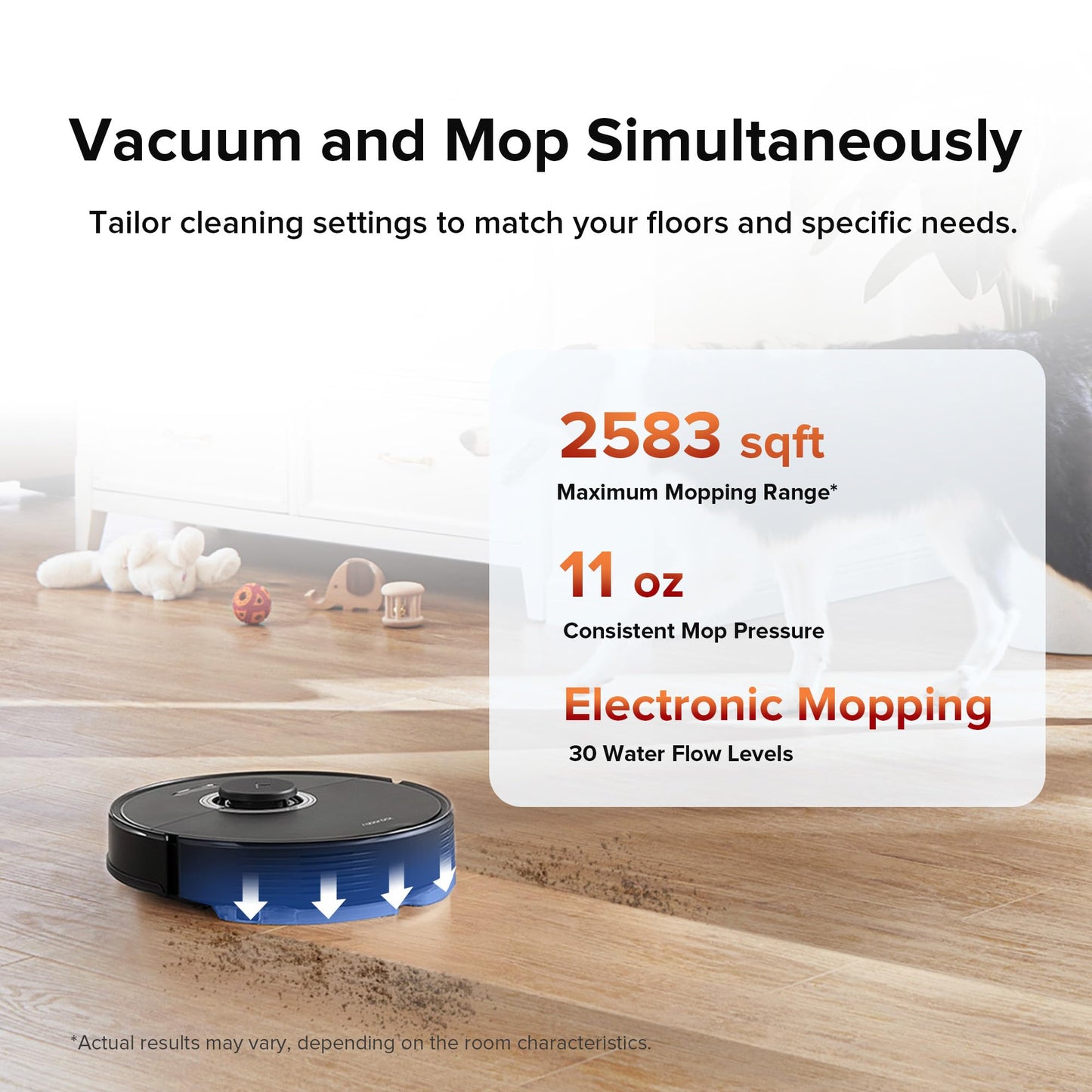 roborock Q7 Max Robot Vacuum and Mop, 30-Level Adjustable Water Flow, 4200Pa Suction, PreciSense LiDAR Navigation, No-Go & No-Mop Zones, 3D Mapping, App & Voice Control, Ideal for Pet Hair