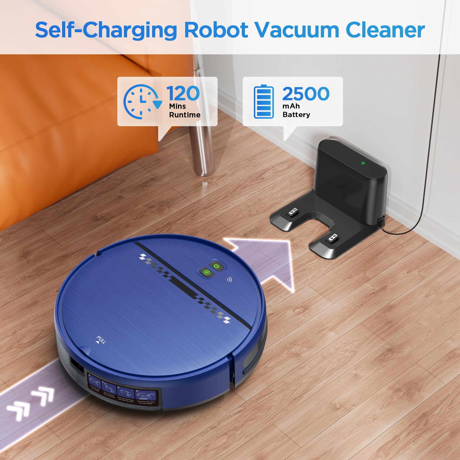 Robot Vacuum, 2 in 1 Robot Vacuum and Mop Combo with APP, Voice and Remote Control, Robot Vacuum Cleaner Perfect for Pet Hair, Hard-Floor and Carpet