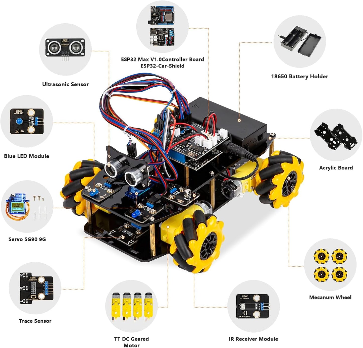 Smart Robot Car Kit, 4WD Remote Control Car Compatible with Arduino IDE, Electronic Programming Project/STEM Education/Science Coding Kit for 12+ Teens Beginner Adults Unique Gifts