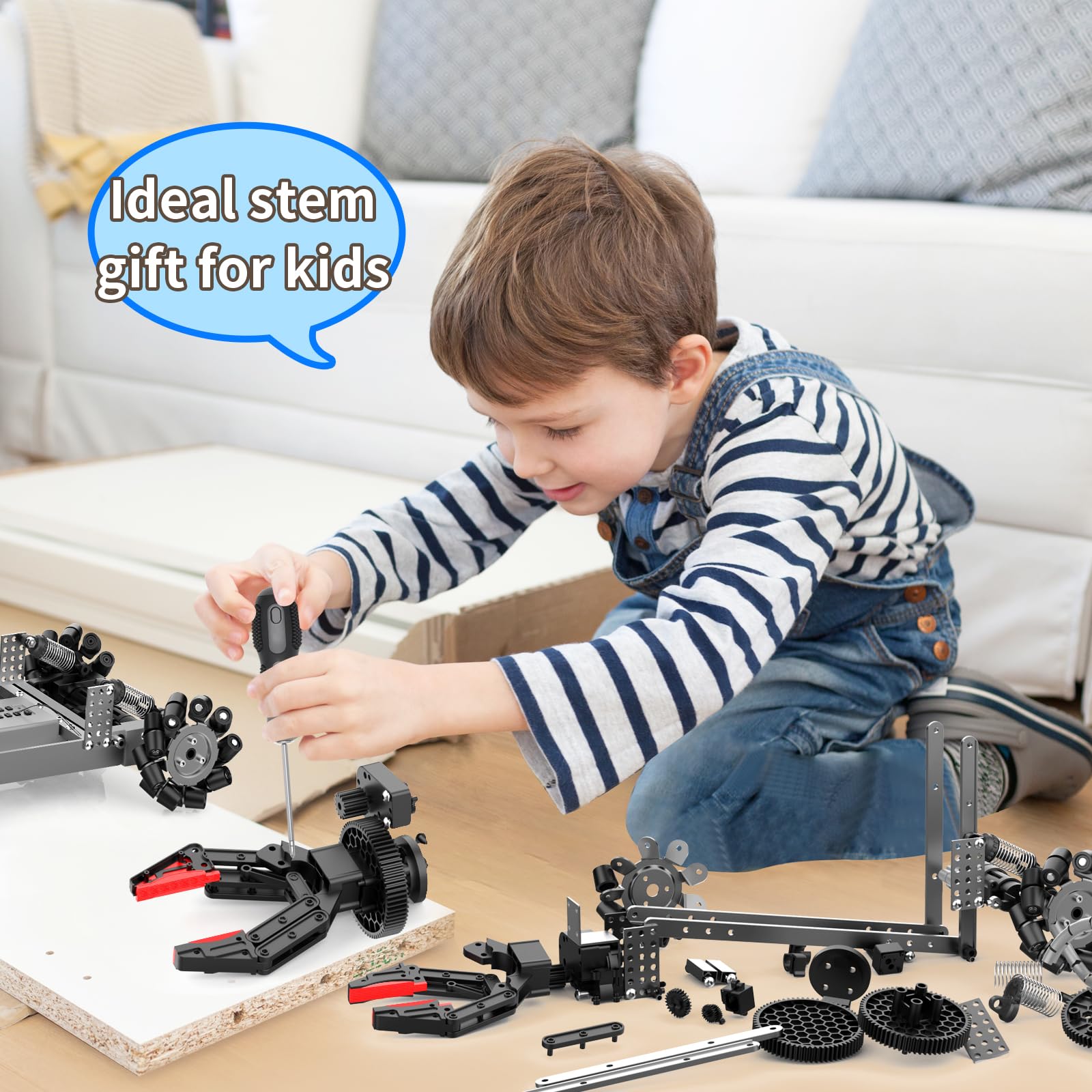 Robot Arm Building Toys, Flexible Remote Control Robotic Arm with 360° Gripper and Wheels, STEM Educational Birthday Gifts Ideas for Kids Adults, 103Pcs Robot Arm Kit (with Gift)