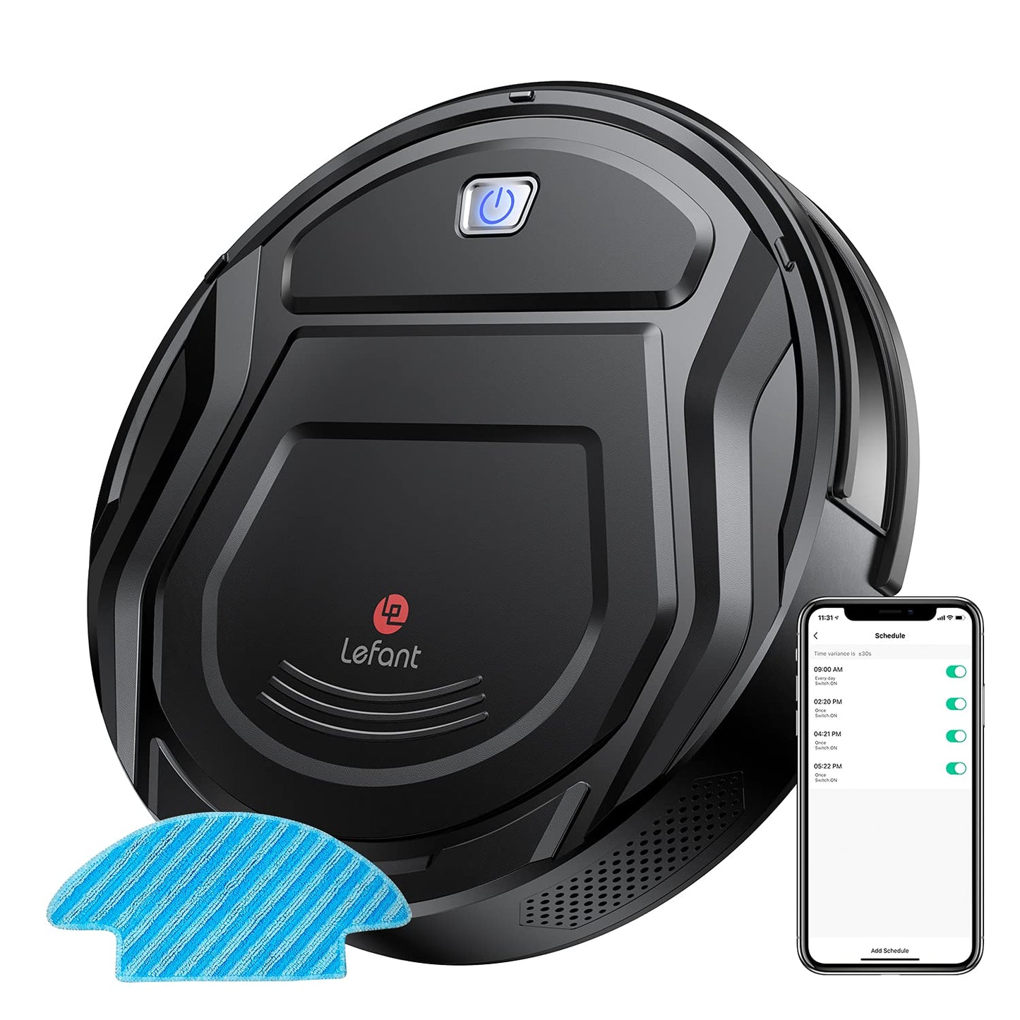 Lefant M210Pro Robot Vacuum Cleaner,Strong Suction,120 Mins Run Time,Wi-Fi Connected,Scheduled Cleaning,Compatible with Alexa,Slim Self-Charging Robotic Vacuum Cleaner for Home,Pet Hair,Hard Floors Dark Black