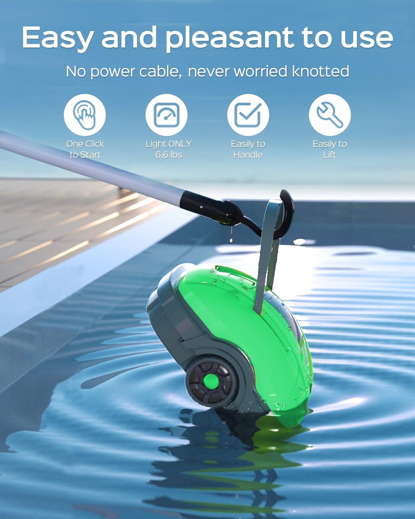 WYBOT Cordless Robotic Pool Vacumm,Dual Powerful Suction Ports，Ideal Self-Parking Pool Cleaner for Above Ground/In-Ground Flat Pools up to 532 Sq.Ft，with Dual-Motors-(GreenGray), Osprey 200-110208-B