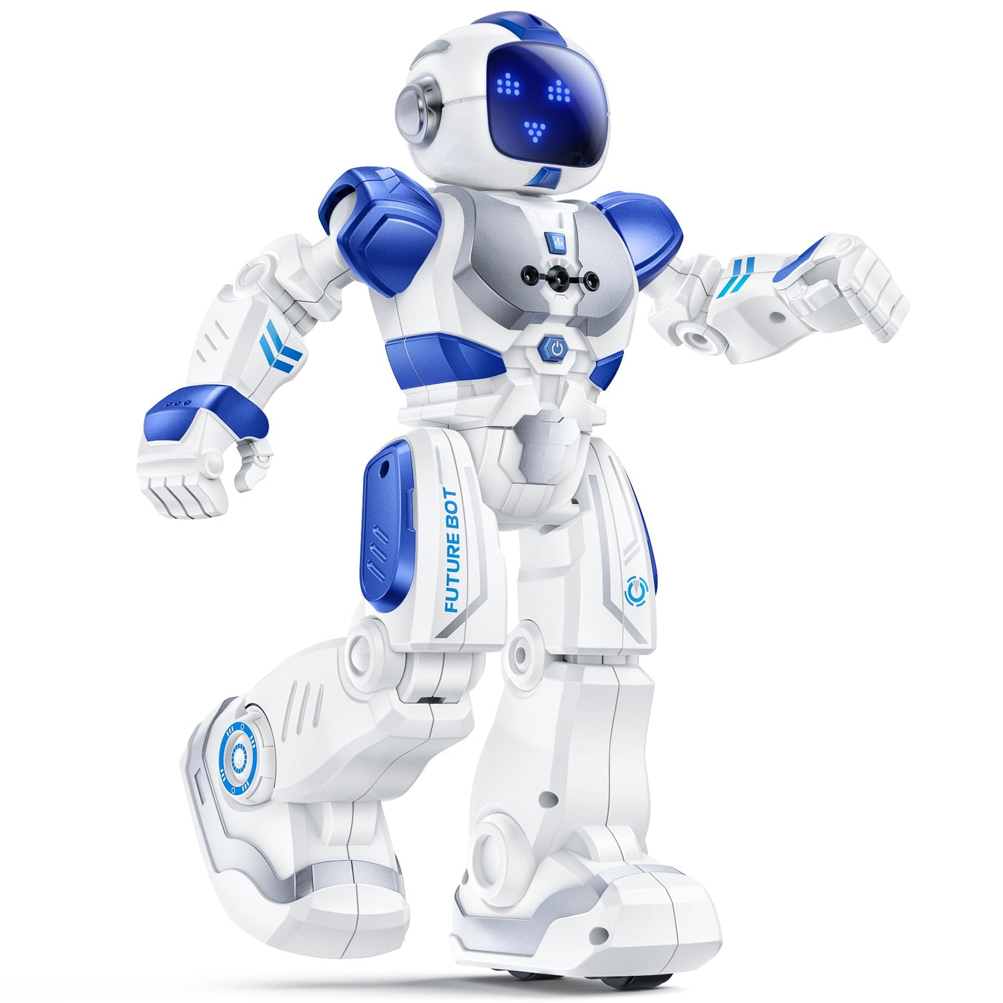 Ruko 6088 Programmable Robot with APP Control, Remote Control, Gesture Sensing Control, Rechargeable Robots Toys for Boys and Girls, Interactive Emoji LED Eyes, QA Games for 3 4 5 6 Years Kids, Blue Updated Edition-Blue