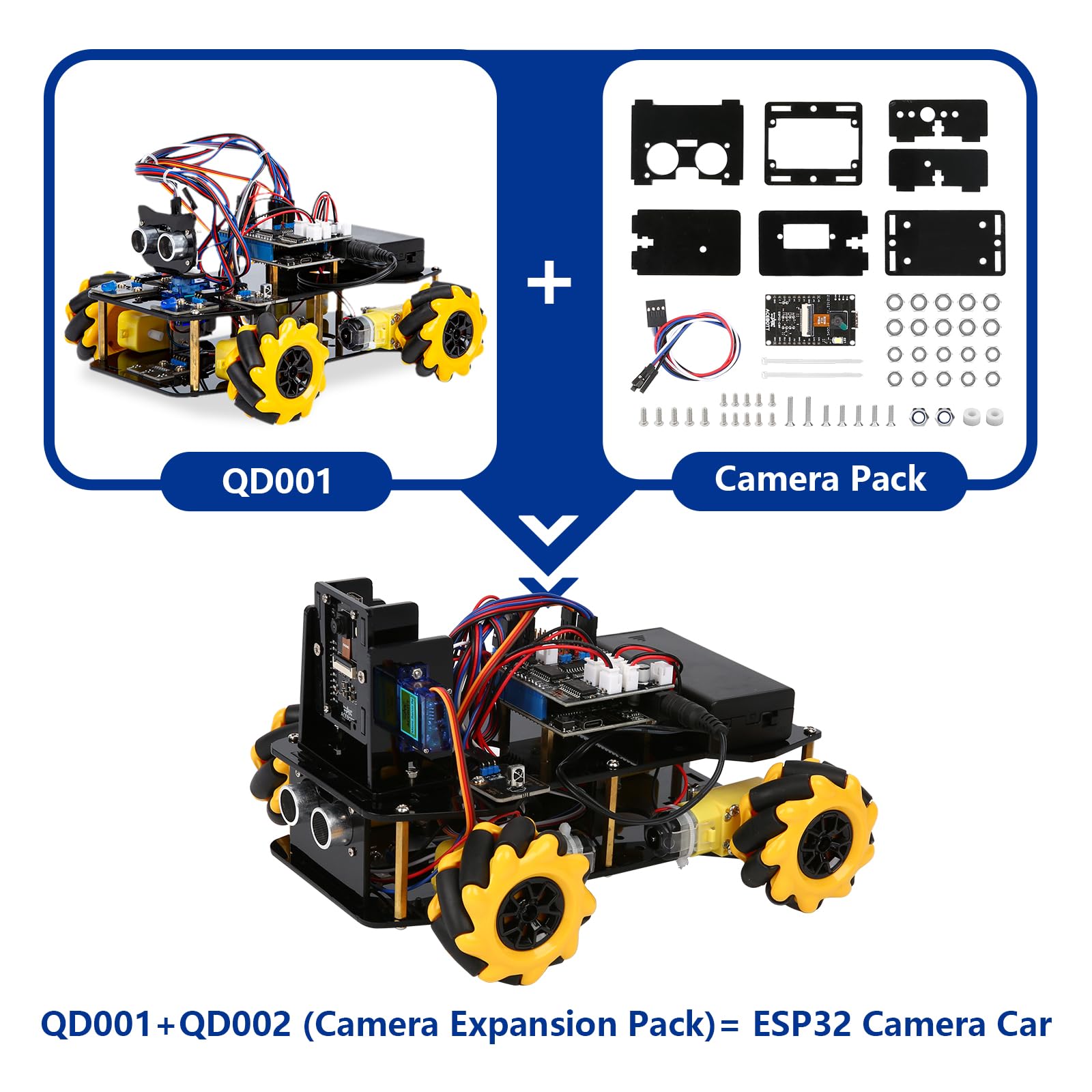 Smart Robot Camera Car Kit, 4WD Remote Control Car Compatible with Arduino IDE, Electronic Programming Project/STEM Education/Science Coding Kit for 12+ Teens & Adults Unique Gifts