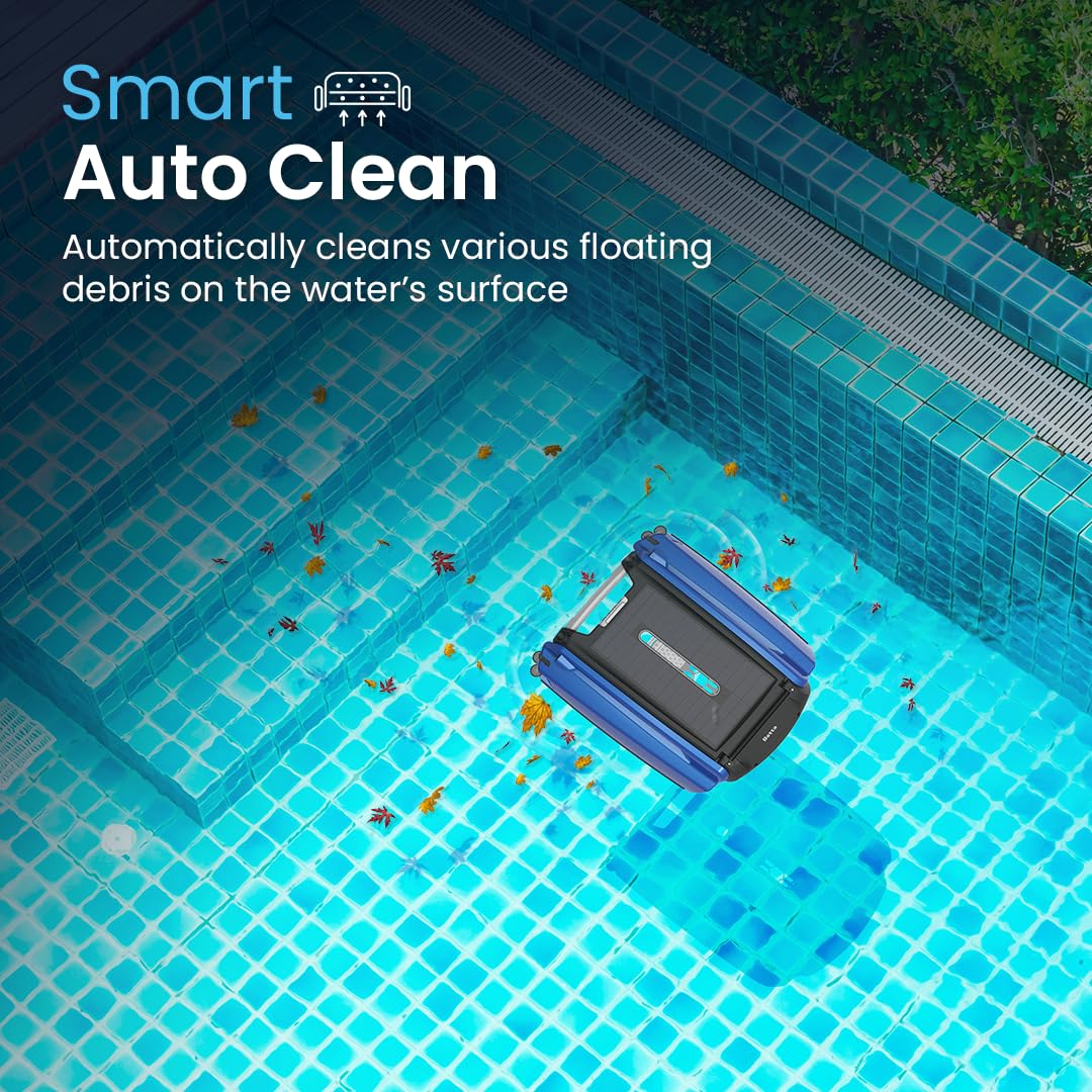 Betta SE Solar Powered Automatic Robotic Pool Surface Skimmer Cleaner with 30-Hour Continuous Cleaning Battery Power and Re-Engineered Twin Salt Chlorine Tolerant Motors (Blue)