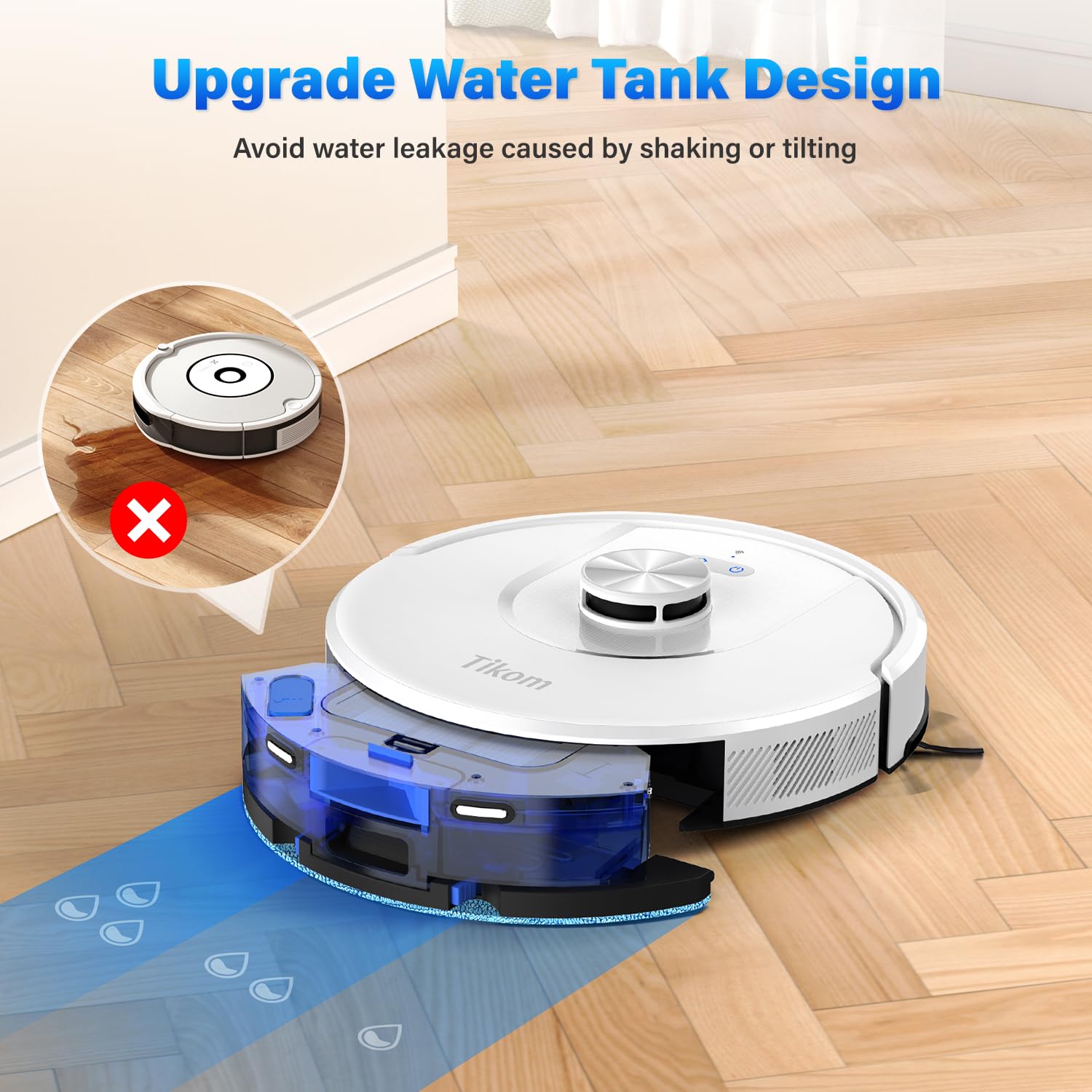 Tikom Robot Vacuum and Mop, L8000 Laser LiDAR Navigation Robotic Vacuum, 3000Pa Suction, 150Mins Max, 45dB, 14 No-Go Zones, 20 Virtual Walls, Self-Charging, Good for Pet Hair, Carpet, Hard Floor