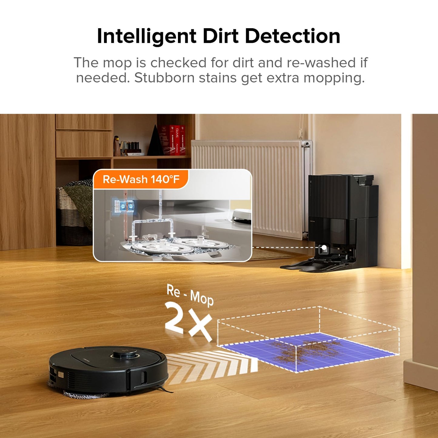 roborock Qrevo Pro Robot Vacuum and Mop with FlexiArm Design Edge Mopping, Dynamic Hot Water Mop Washing and Auto Mop Drying, Intelligent Dirt Detection, 7,000 Pa Suction, Ideal for Carpets