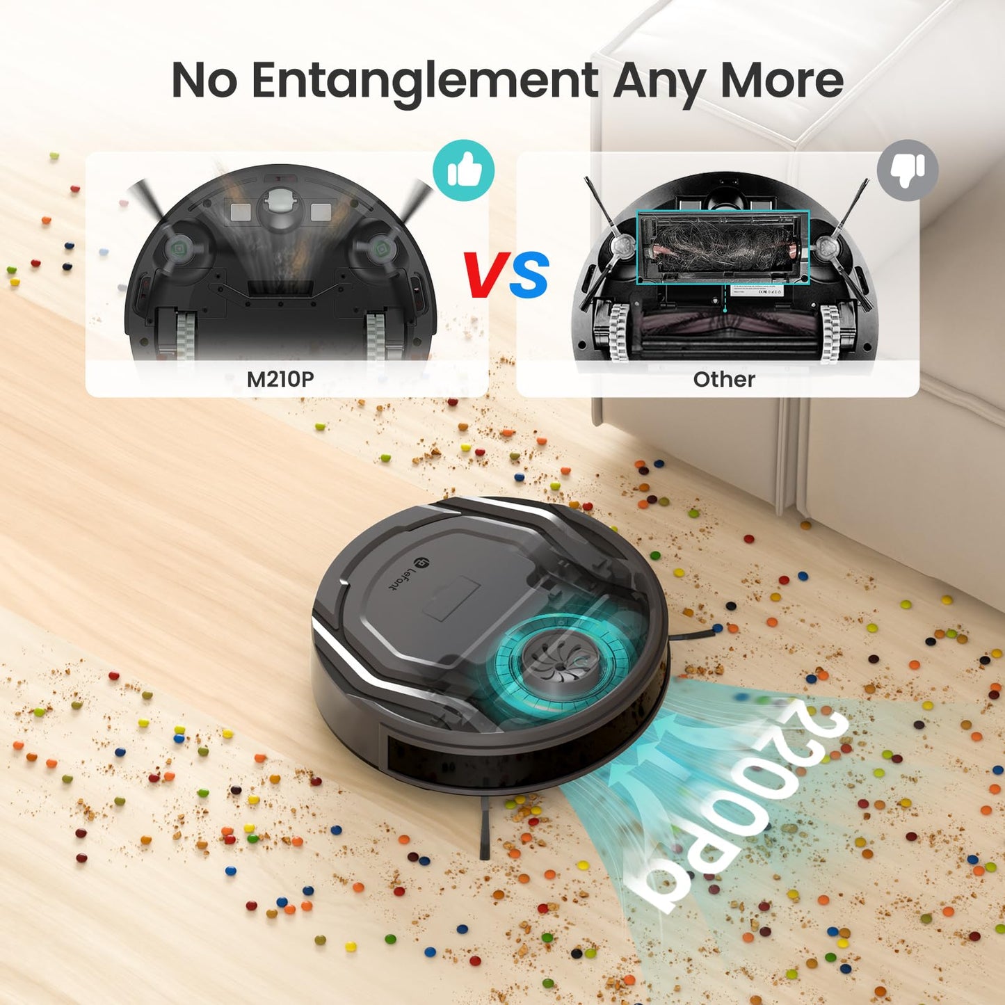 Lefant M210Pro Robot Vacuum Cleaner,Strong Suction,120 Mins Run Time,Wi-Fi Connected,Scheduled Cleaning,Compatible with Alexa,Slim Self-Charging Robotic Vacuum Cleaner for Home,Pet Hair,Hard Floors