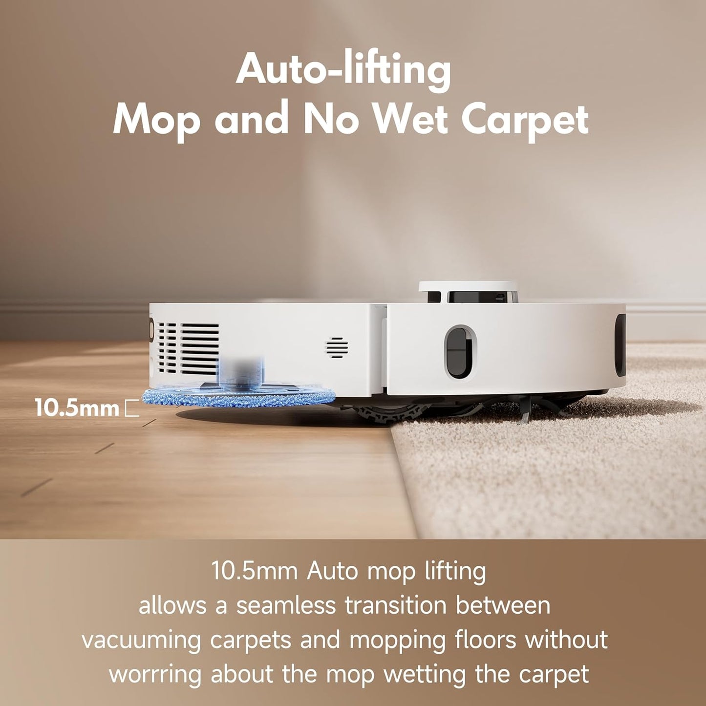 MOVA P10 Ultra Robot Vacuum and Mop 8,300Pa Suction 140°F Hot Water Auto Mop Washing & Drying, Dual Spinning Extenable Mop,10.5mm Mop Lifting for Carpet, 360°Obstacle Avoidance, App Control