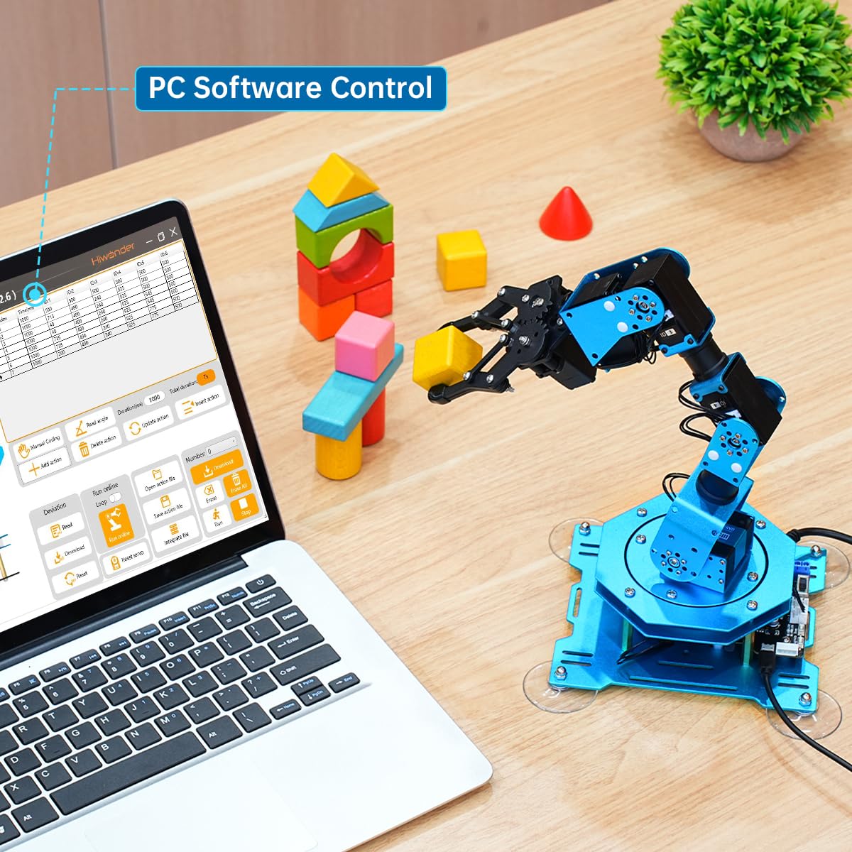 Robotic Arm for Arduino Coding Programming 6DOF Hiwonder-xArm1S STEM Educational Building Robot Arm Kits, 6 AXIS Full Metal Robotic Arm Wireless Handle/PC/App/Mouse Control Learning Robot