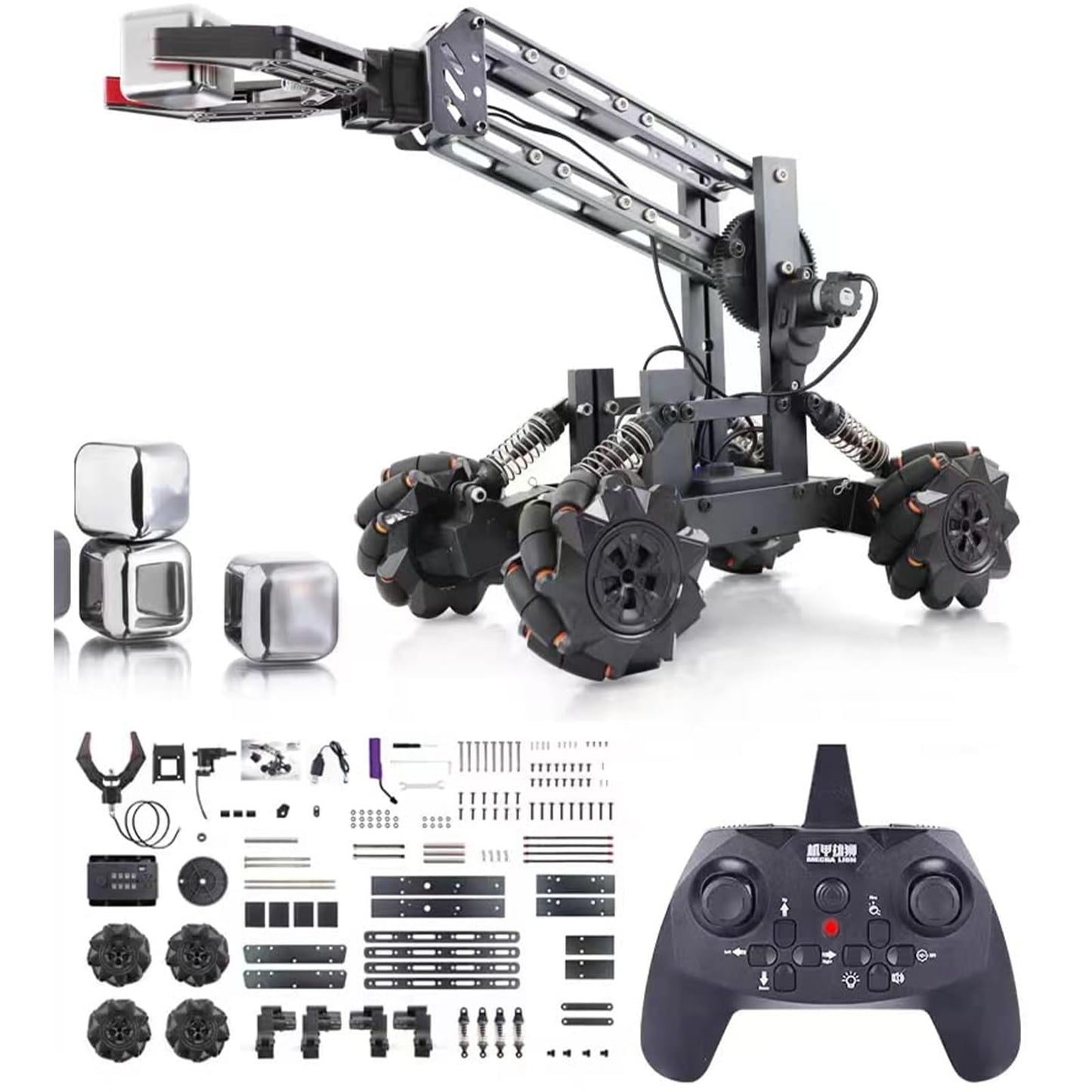 VANLINNY Smart Robot Arm Kit,2-in-1 Science Kits with 4-DOF Robotic Car,Electronic Programming DIY Toy for Kids Ages 8+,Promotes STEM Interest in Science,Technology,Best Birthday Gifts for Boys/Girls. 1#black