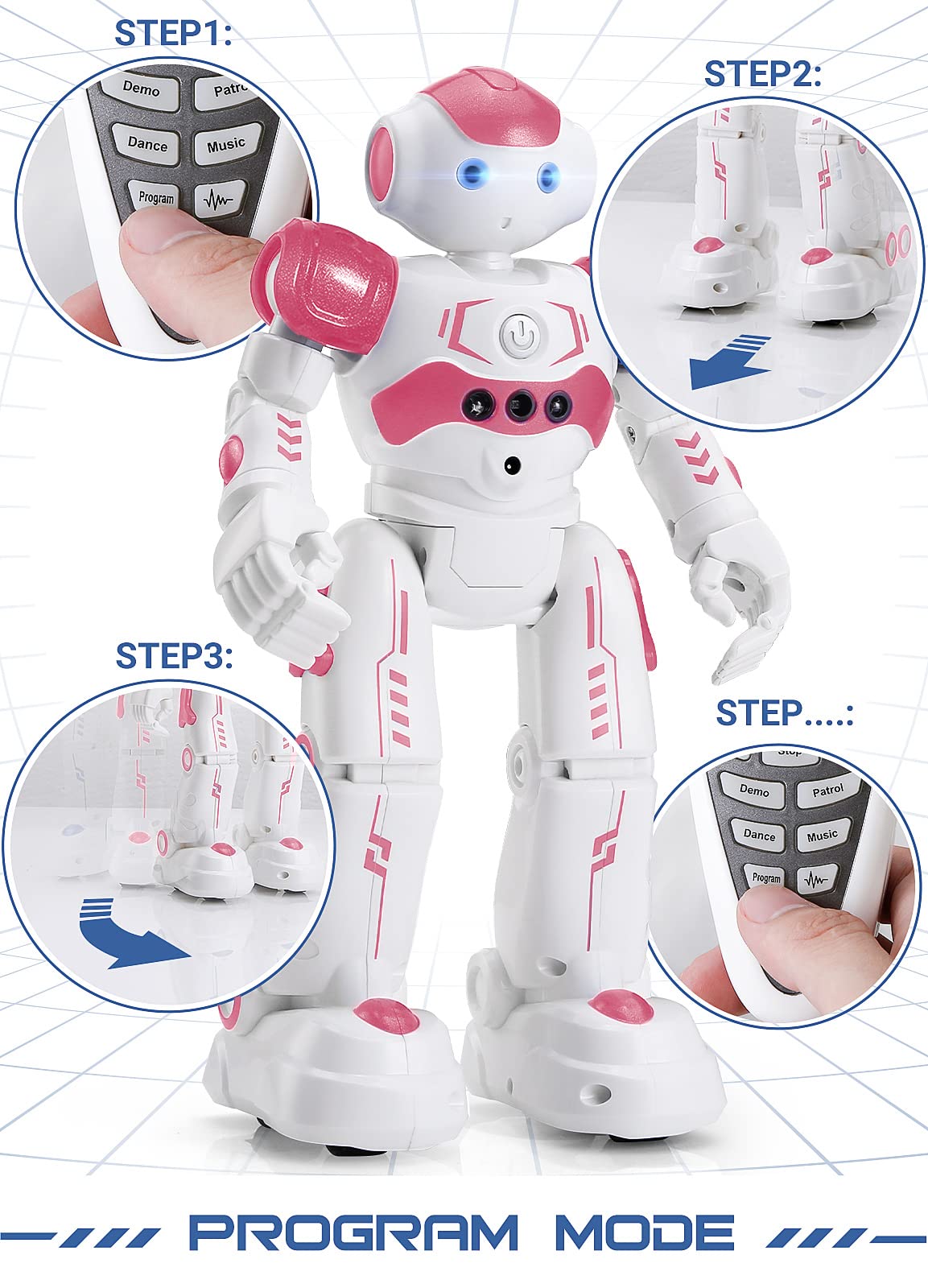 KingsDragon RC Robot Toys for Kids, Gesture & Sensing Programmable Remote Control Smart Robot for Age 3 4 5 6 7 8 Year Old Boys Girls Birthday Gift Present