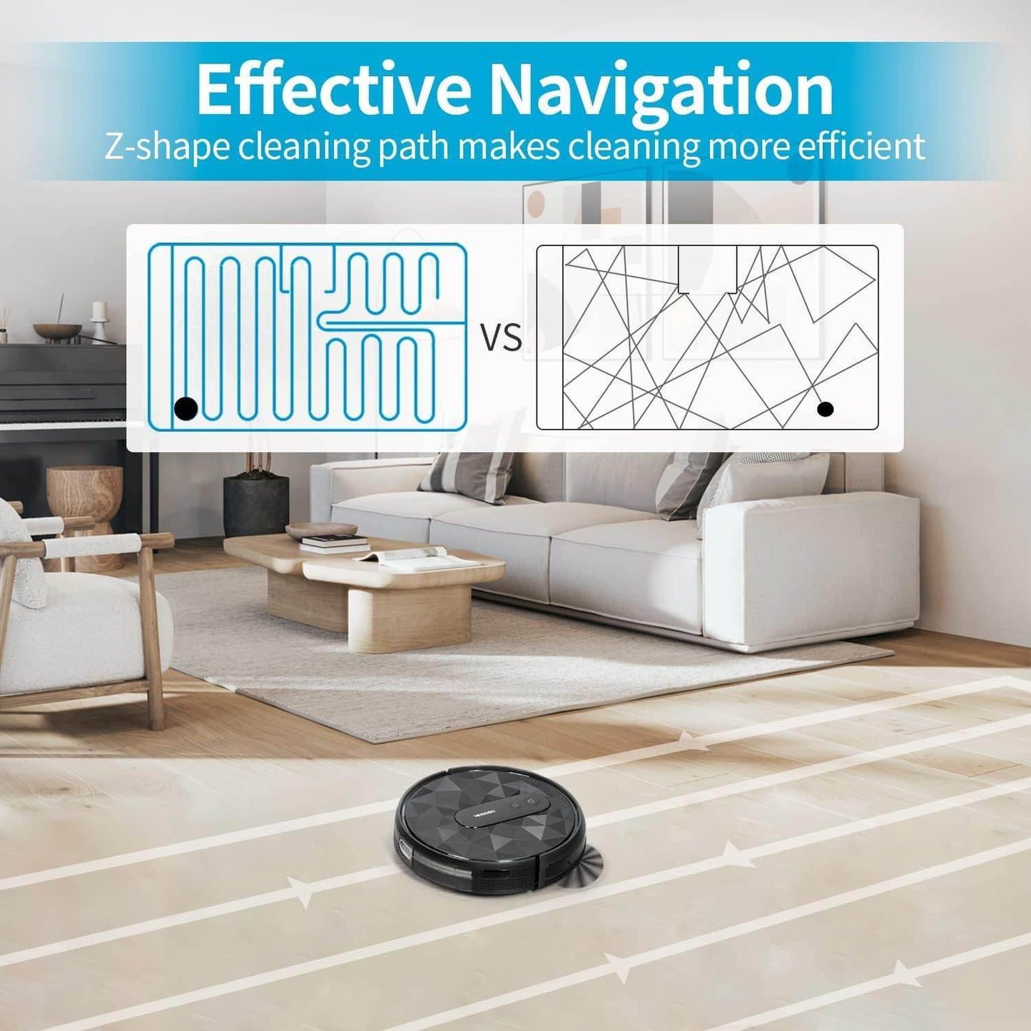 AIRROBO Robot Vacuum Cleaner - Robotic Vacuums with 2800Pa Suction Power, Ideal for Pet Hair, Hard Floors, and Low Carpets - Self-Charging, App Control - 120 Minutes Runtime.