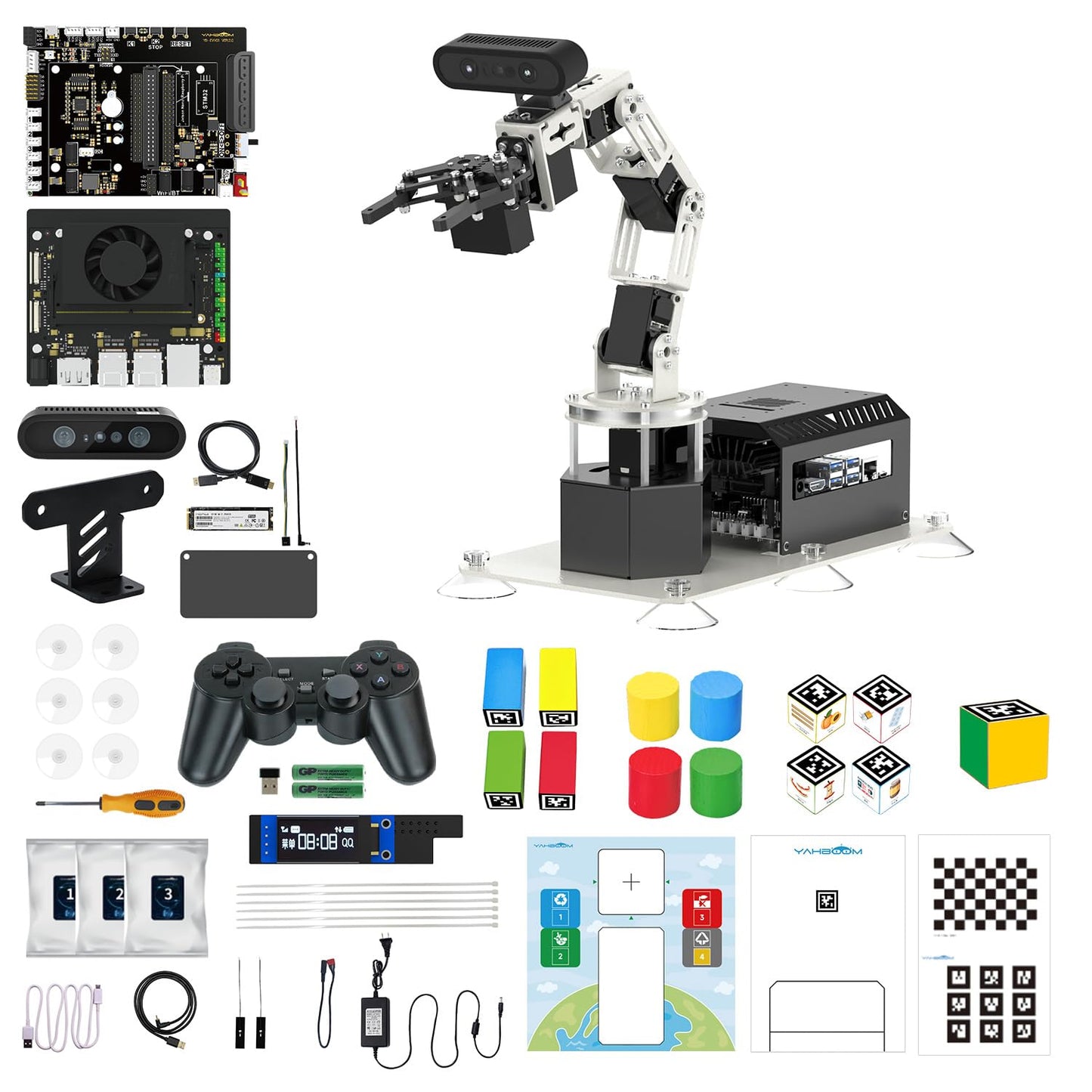 Yahboom 6DOF Program Robotic Arm Kit 3D Adaptive Gripping, 3D Automatic Recognition for Mechanical Engineers Python (Ultimate-Nano 4GB) Standard-OrinNX 8GB