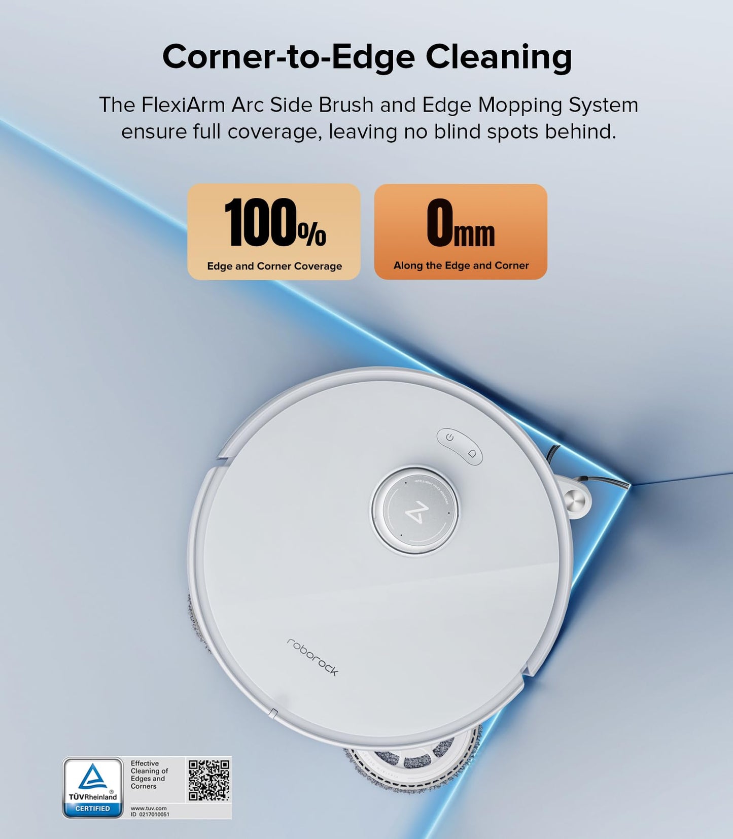 roborock Qrevo Edge Robot Vacuum and Mop, 18,500Pa Suction, Zero-Tangling, FlexiArm Arc Side Brush, FlexiArm Mop, AdaptiLift Chassis, 17mm Mop Lifting, Hot Water Mop Washing & Drying, Self-Emptying