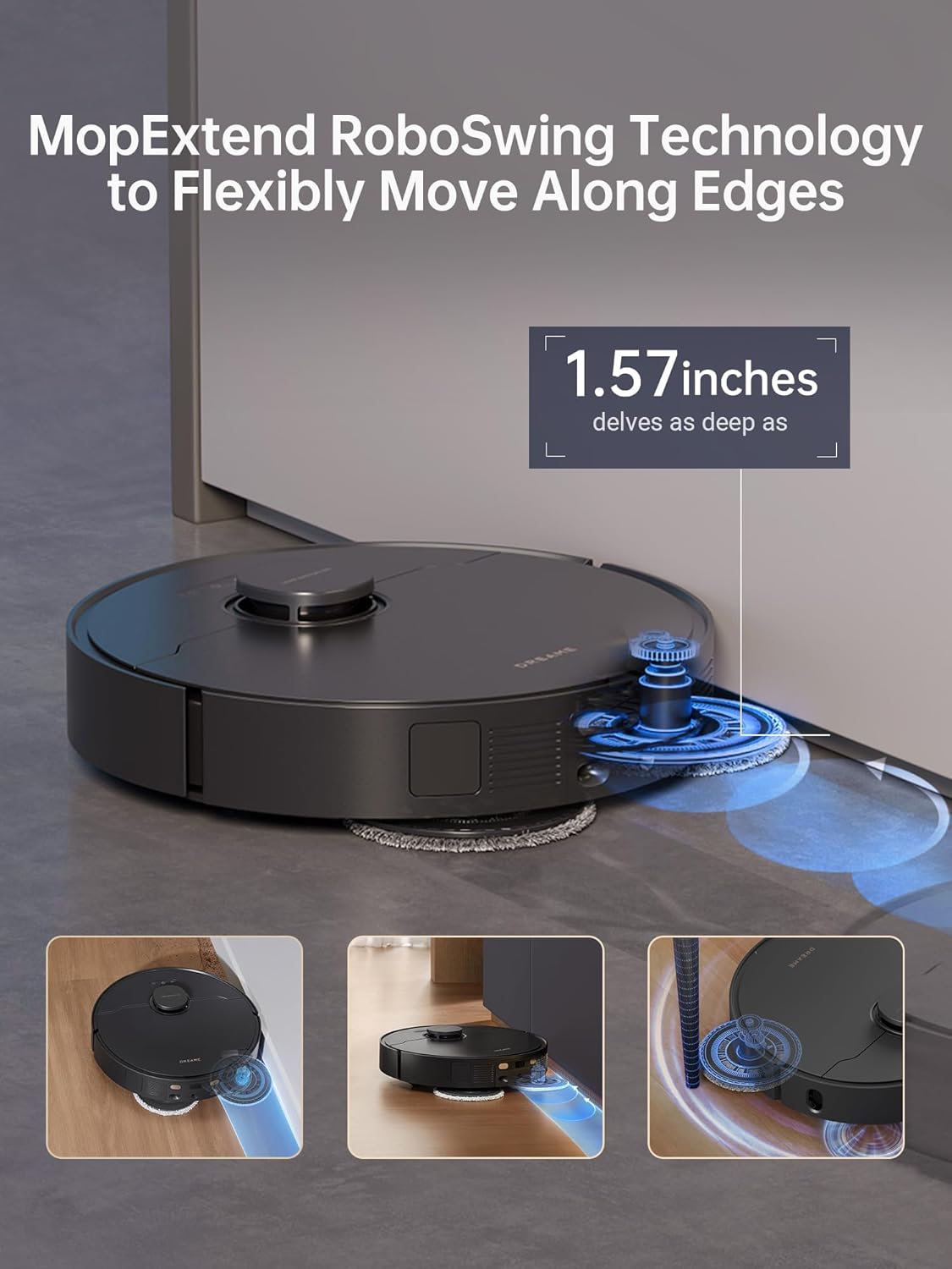 dreame X30 Ultra Robot Vacuum and Mop Combo, 8300Pa Suction, Mop Extend and Mop Self Cleaning with 140°F Water, Removable & Liftable Mop, Wet Mopping Pads for Mopping Floor (4 PCS)