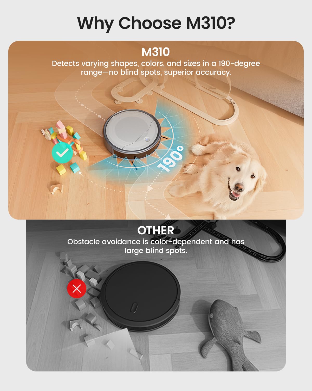 Lefant M310 Robot Vacuum Cleaner,4500Pa Strong Suction, Slim Design, Quiet, PreciSense Obstacle Avoidance, WiFi/App/Voice Control, 160-Min Runtime, Self-Charging, for Pet Hair and Hard Floors, Gray