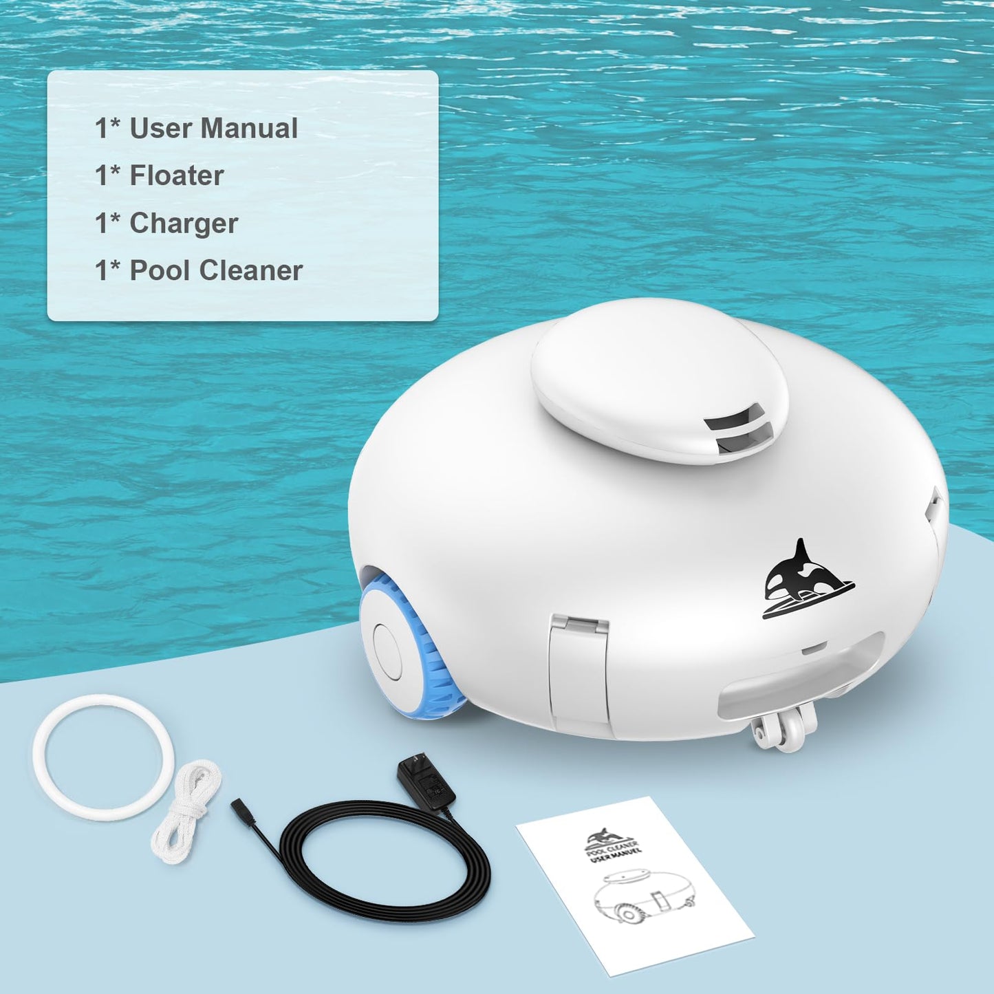 Cordless Robotic Pool Vacuum - Pool Cleaner for Above Ground/In-ground Pools - 7500mAh Battery Lasts 140 Mins, Self-Parking, Powerful Suction Pool Cleaner Vacuum for Flat-Bottom Swimming Pools