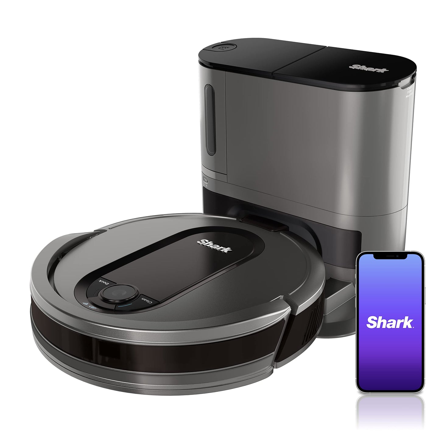 Shark Robot Vacuum & Mop Combo, PowerDetect NeverTouch, Self-Emptying & Self-Refilling, 60-Day Debris Capacity, 30-Day Refill Tank, Pad Dry, 5 Intelligent PowerDetect Cleaning Technologies, RV2820YE