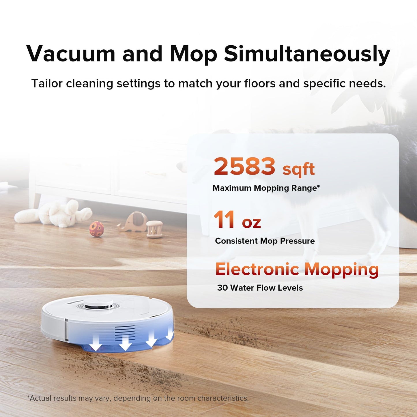 roborock Q7 Max Robot Vacuum and Mop, 30-Level Adjustable Water Flow, 4200Pa Suction, PreciSense LiDAR Navigation, No-Go & No-Mop Zones, 3D Mapping, App & Voice Control, Ideal for Pet Hair