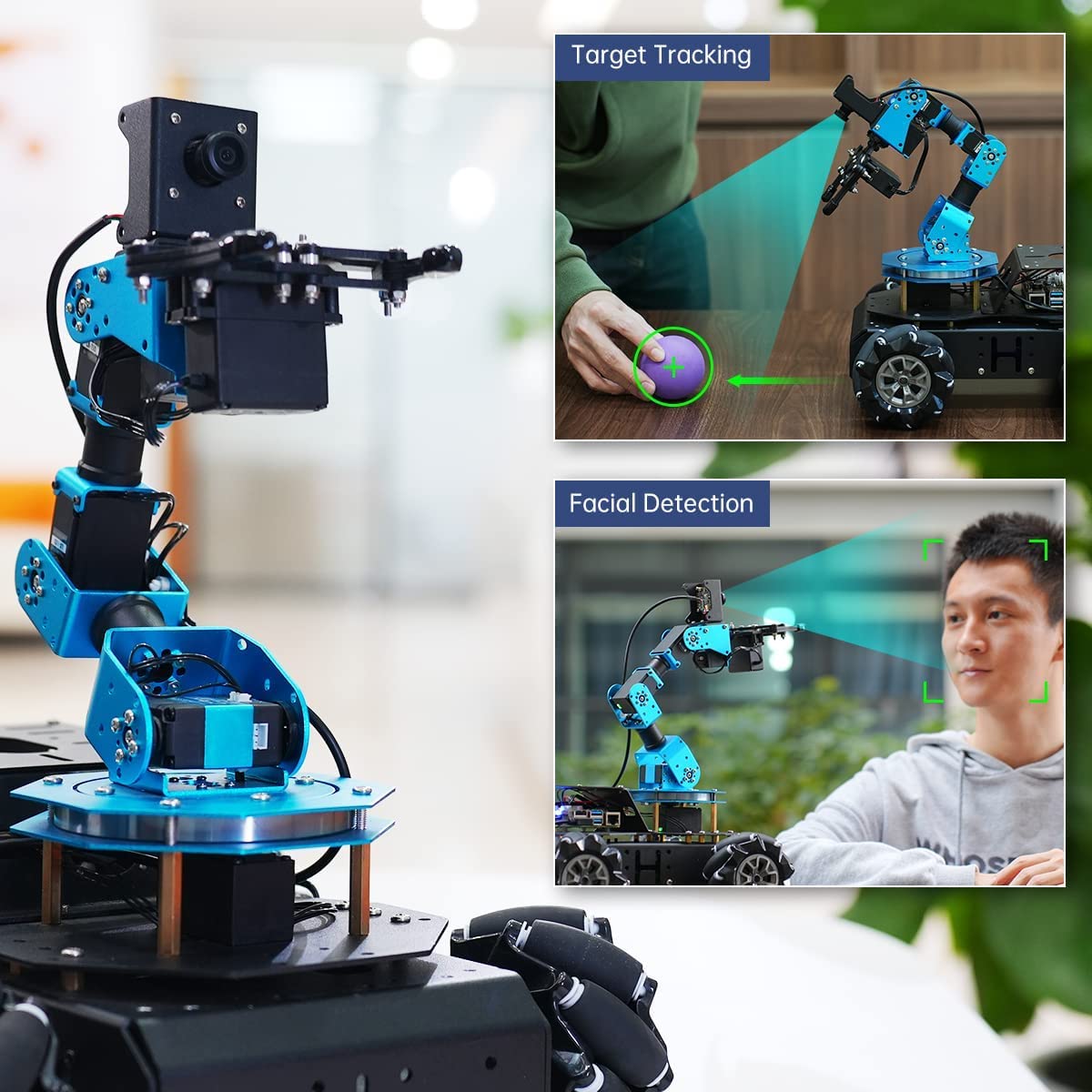 HIWONDER 6DOF Robot Arm Raspberry Pi 5 4GB AI Vision Robotic Arm Robot Car with 4WD Mecanum Wheel Chassis DIY Robot ROS Open Source for Adults and Teens（ArmPi Pro）