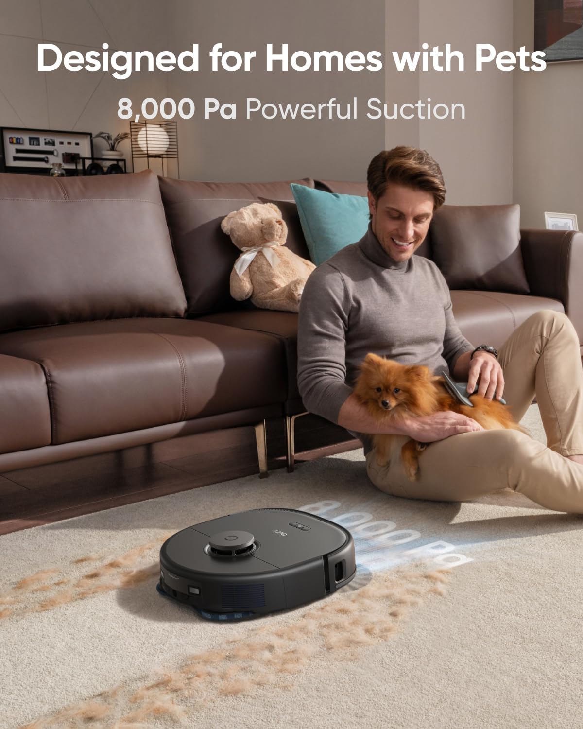 eufy X10 Pro Omni Robot Vacuum and Mop Combo, 8,000 Pa Suction, Dual Mops with 12 mm Auto-Lift and Carpet Detection, AI Obstacle Avoidance, Auto Mop Washing, Auto Drying, Self-Emptying, Self-Refilling