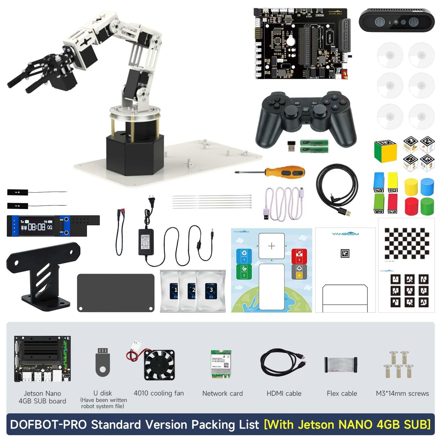 Yahboom 6DOF Program Robotic Arm Kit 3D Adaptive Gripping, 3D Automatic Recognition for Mechanical Engineers Python (Ultimate-Nano 4GB)