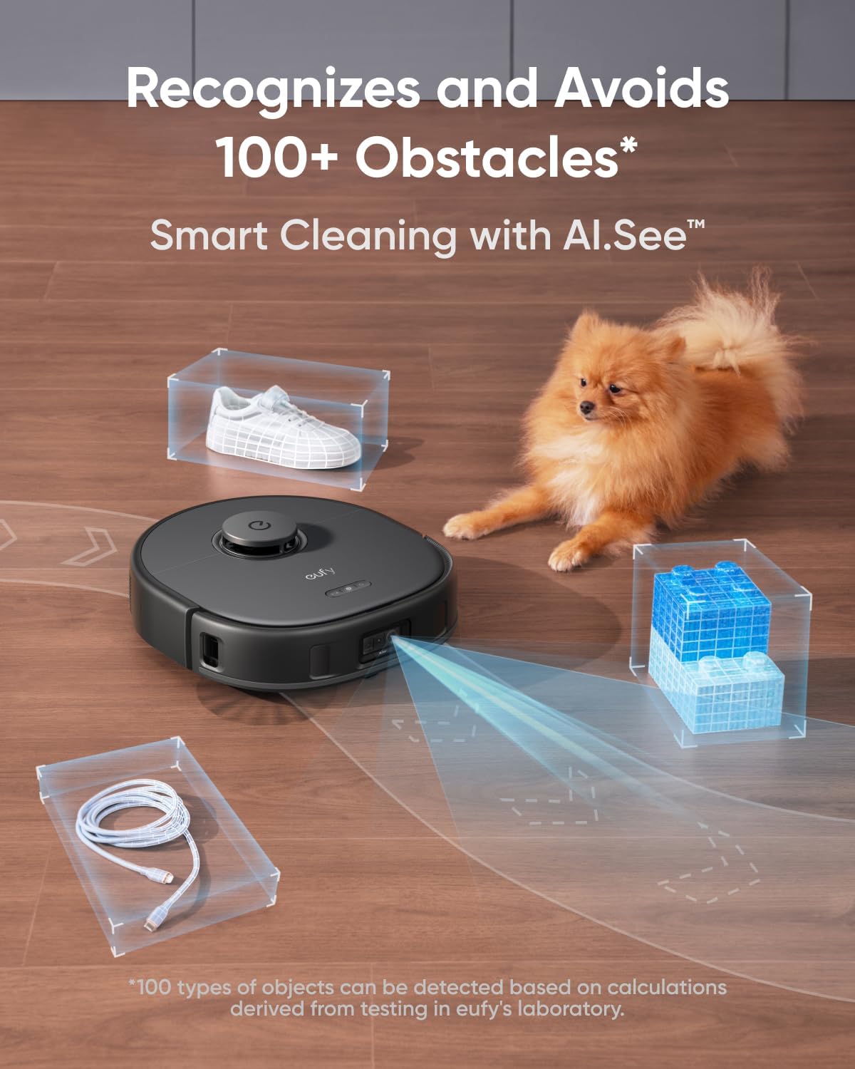 eufy X10 Pro Omni Robot Vacuum and Mop Combo, 8,000 Pa Suction, Dual Mops with 12 mm Auto-Lift and Carpet Detection, AI Obstacle Avoidance, Auto Mop Washing, Auto Drying, Self-Emptying, Self-Refilling