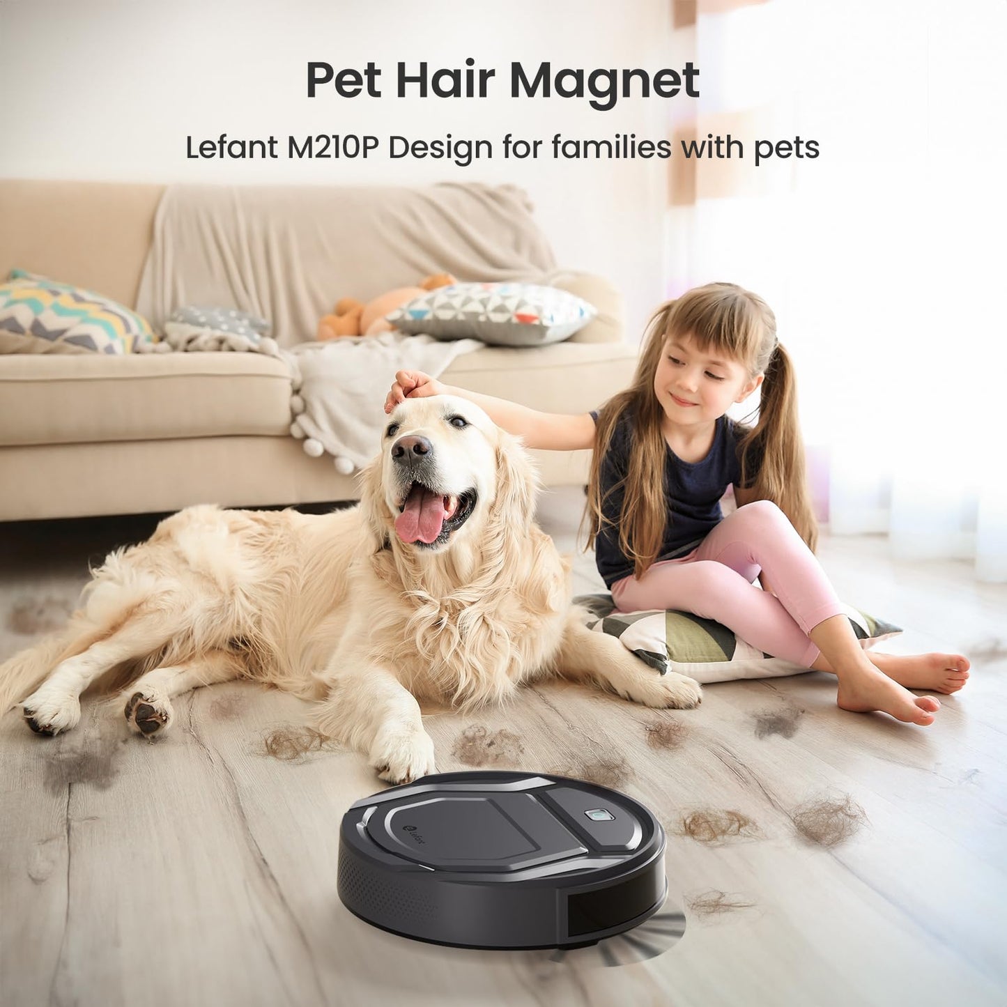 Lefant M210Pro Robot Vacuum Cleaner,Strong Suction,120 Mins Run Time,Wi-Fi Connected,Scheduled Cleaning,Compatible with Alexa,Slim Self-Charging Robotic Vacuum Cleaner for Home,Pet Hair,Hard Floors