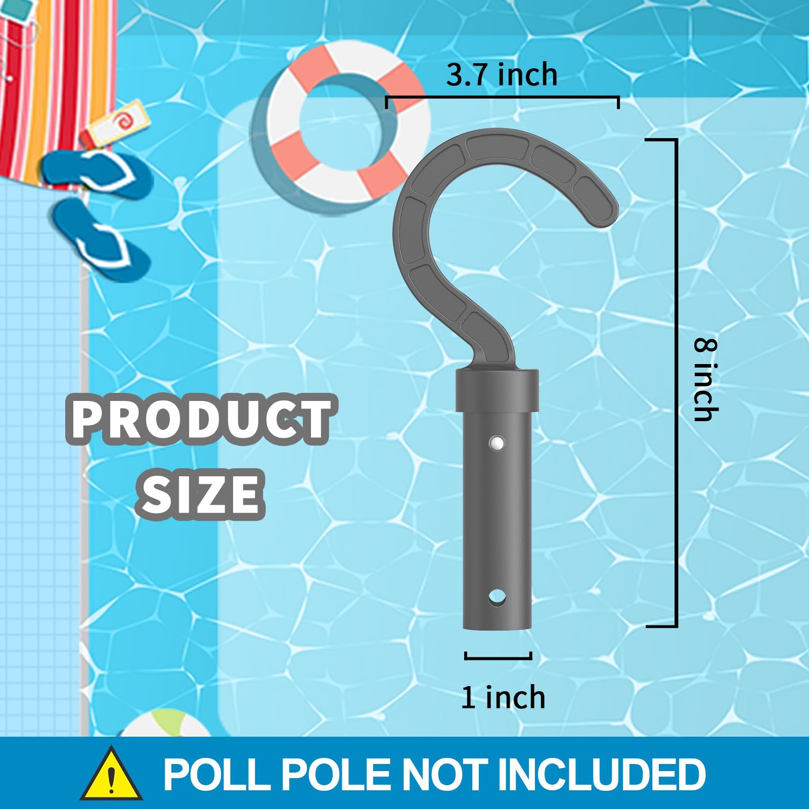 Hook for All Robotic Pool Cleaner, Accessories Hook Customized for Pool Vacuum Robot Including Cordless,Above Ground and Underwater,Attaches to Telescopic Poles-Gray