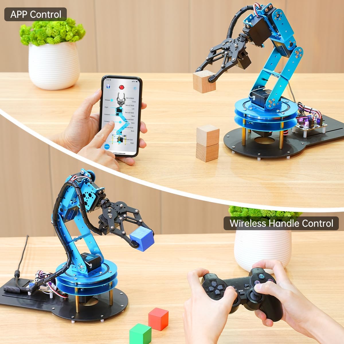 Robotic Arm Kit 6DOF Programming Robot Arm with 5 Servo, Handle, Mechanical Claw and More, PC Software APP Control with Tutorial