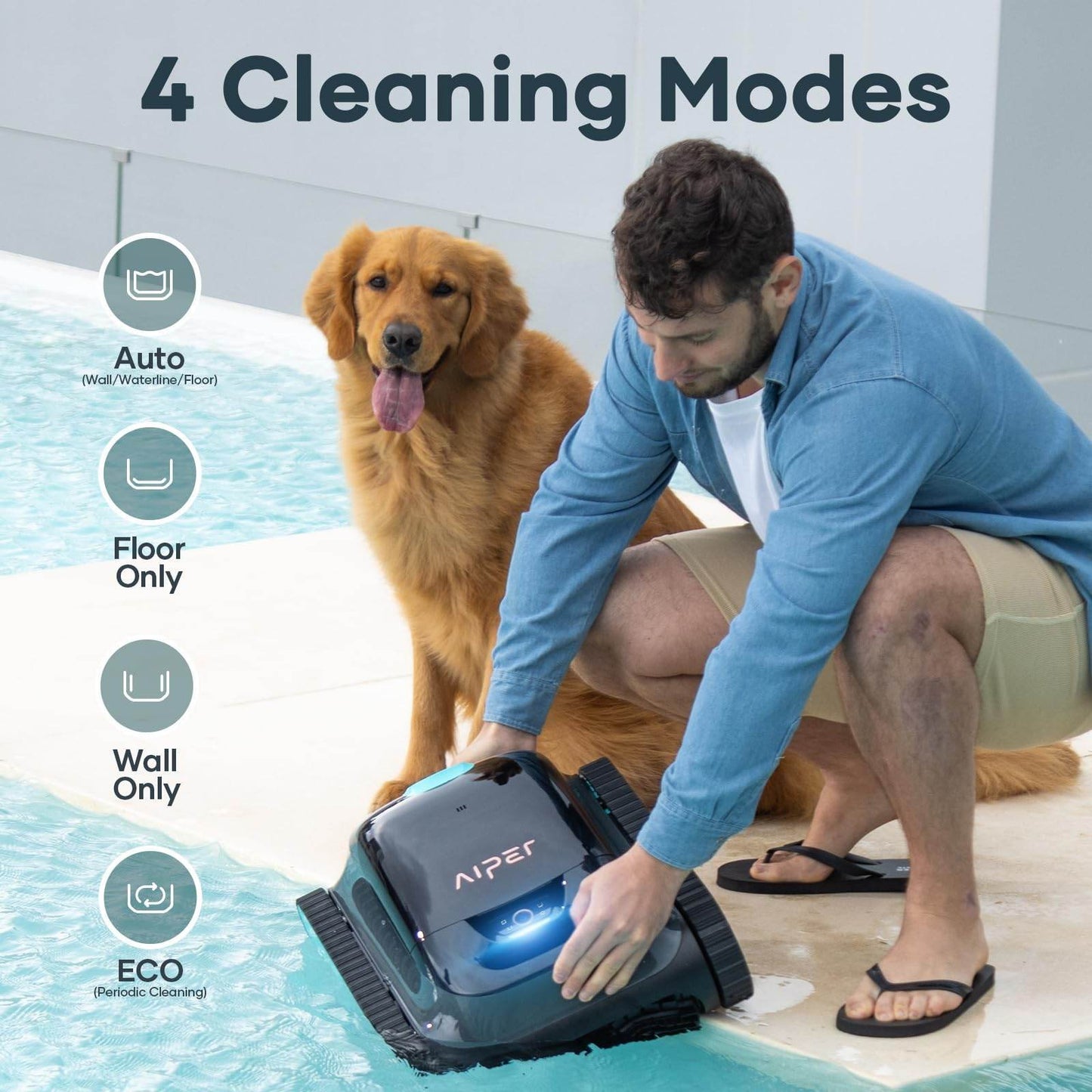 AIPER Scuba S1 Cordless Robotic Cleaner, Smart Navigation for Inground Pools up to 1,600 Sq.ft, Wall and Waterline Cleaning Vacuum