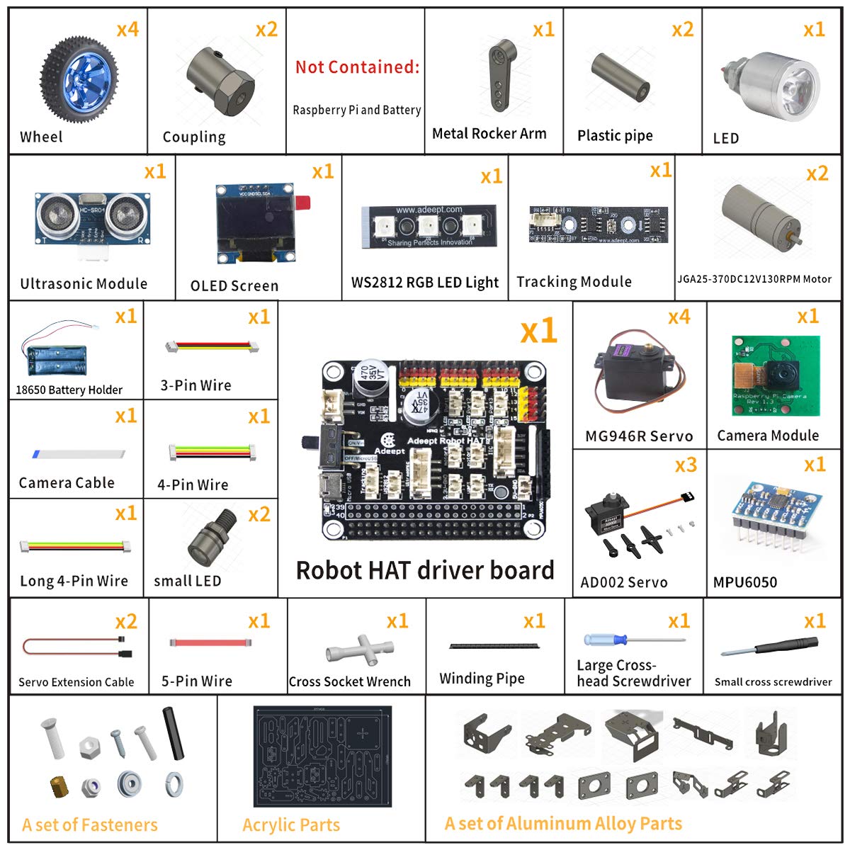 Adeept PiCar-Pro Compatible with Raspberry Pi Robot Kit Programming 2-in-1 Robotic with 4-DOF Robotics Arm, Electronic DIY Smart Car Kit for Teens Adults for RPi 4B Model 3B 3B+