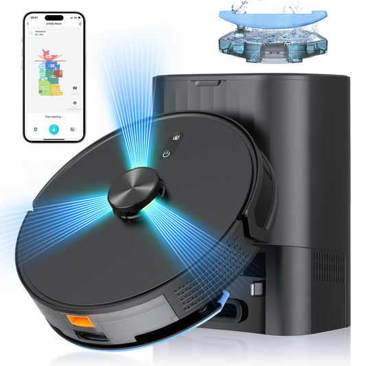 3-in-1 Robot Vacuum and Mop Combo, Self Emptying Station for 60 Days, Robotic Vacuum Cleaner with LiDAR Navigation & Max Strong 5000Pa Suction, 2.4G WiFi/Alexa/App Control, Self-Charging Base Default Title